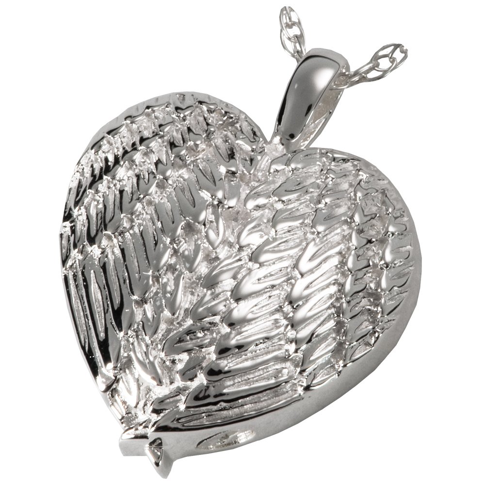 Sterling Silver Angel Wing Heart Cremation Memorial Jewelry with Custom Text Engraving - Perfect for Keeping Loved Ones Close in Everyday Life and Special Occasions