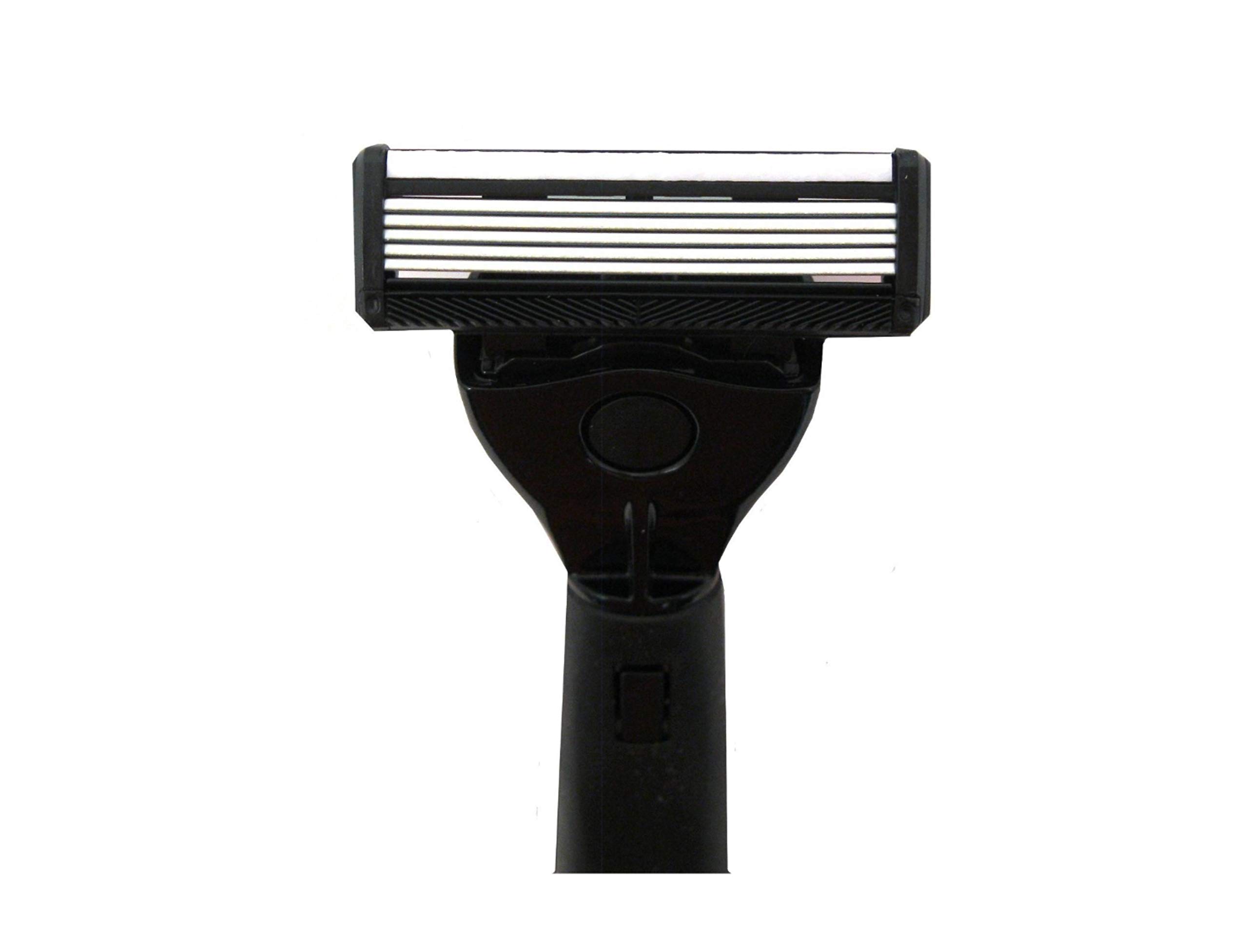 Goodfellow & Co 5-Blade Razor with 2 Cartridges - Unisex Black Rubber Handle Shaving Kit for Men & Women | Smooth Shave for Face, Legs & Body | Modern Stylish Design for Travel & Daily Grooming