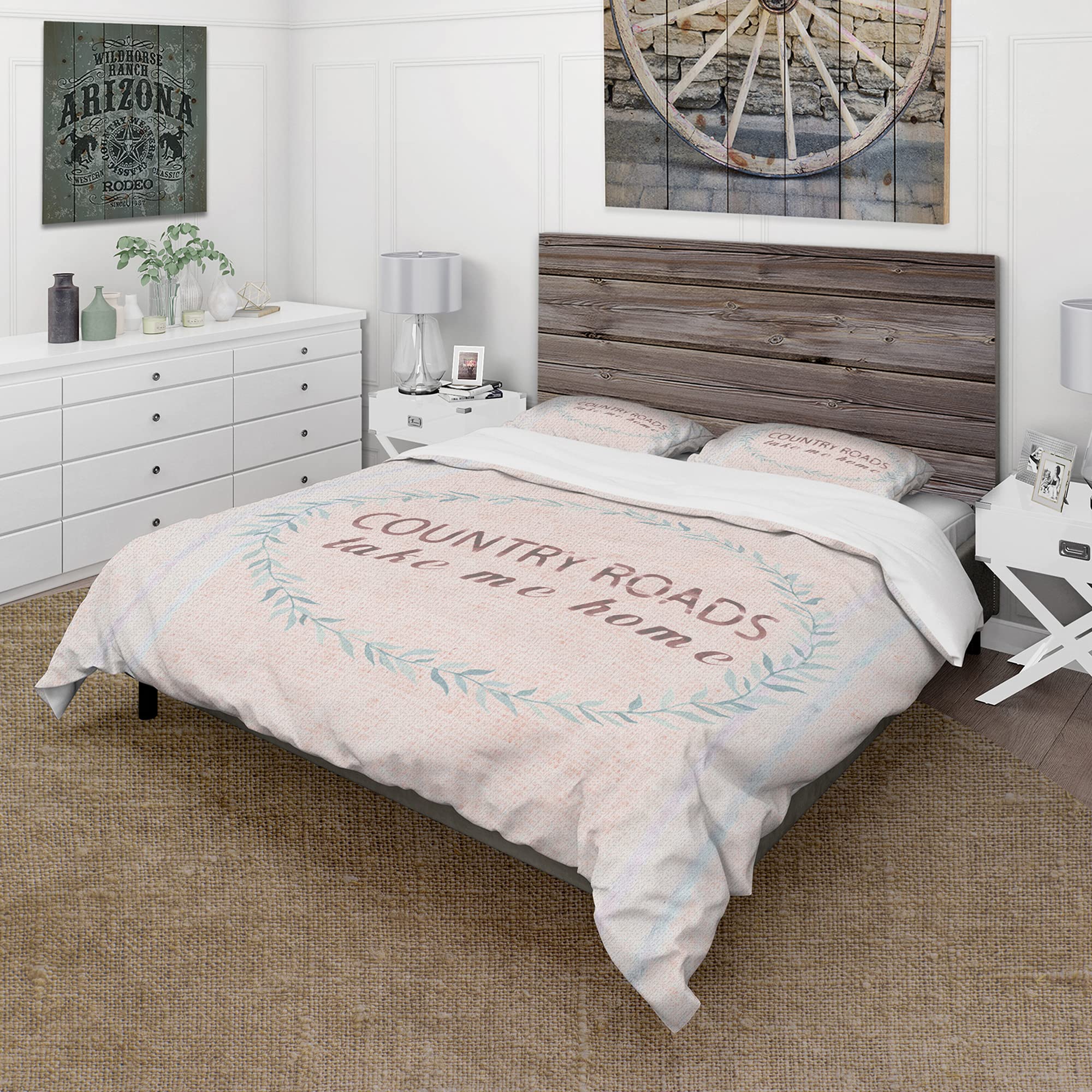 Farmhouse Floral Duvet Cover Set King Size - 3 Piece Pink Bedding Set for All Seasons | Soft & Breathable Cotton Farmhouse Style Duvet Cover with Pillow Shams | Perfect for Master Bedroom, Guest Room & Cozy Farmhouse Decor
