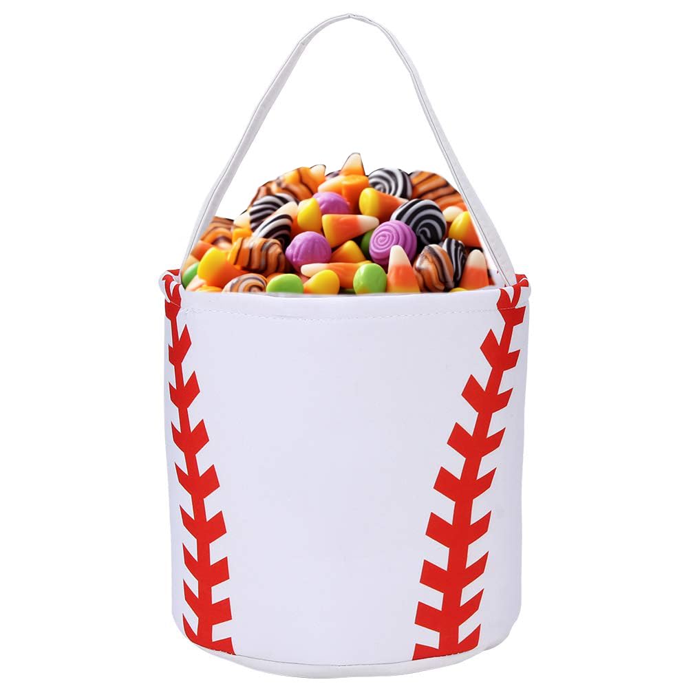 Kids' Baseball Basket - Easter Egg Hunt Basket & Halloween Trick or Treat Candy Bucket - Durable Canvas Easter Baskets for Boys and Girls - Perfect for Easter Celebrations, Halloween Parties, and Spring Festivals