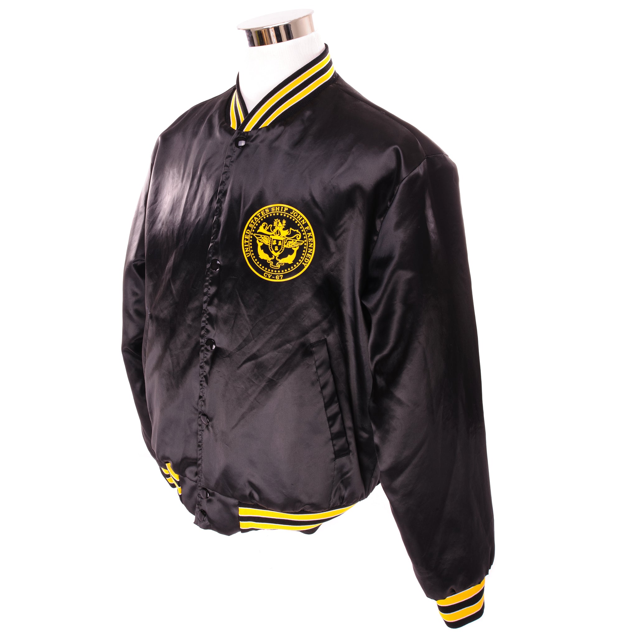 Vintage USS John F. Kennedy CV-67 Navy Souvenir Jacket - Large Size, Made in USA - Perfect for Military Collectors & Patriotic Fashion