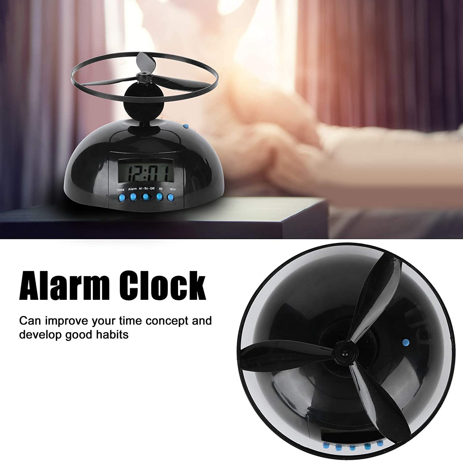 GAESHOW Electronic Alarm Clock with Flying Feature - Loud Digital Alarm Clock for Heavy Sleepers, Large Display with Big Numbers, Energy-Powered for Kids & Adults - Perfect for Bedrooms, Offices & Dorm Rooms
