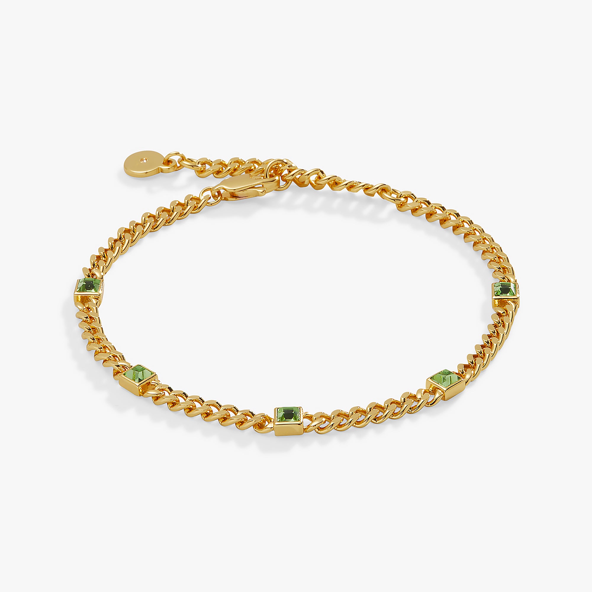 August Birthstone Peridot Curb Chain Bracelet - Sterling Silver Adjustable Jewelry for Women | Perfect Gift for Birthday, Anniversary & Everyday Wear