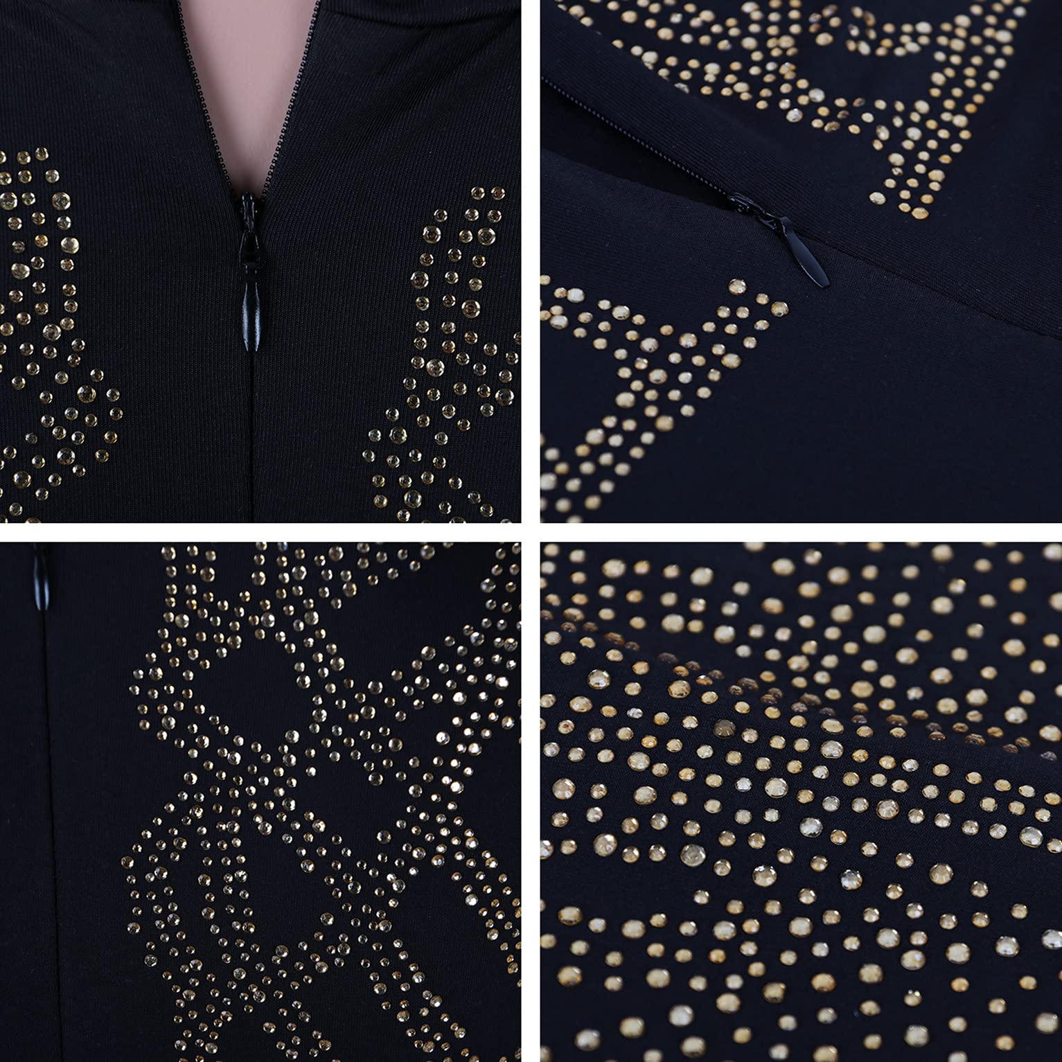 GLUDEAR Women's Sexy Sparkling Diamond Long Sleeve Bodycon Dress for Birthday Party, Club Night, Evening Events & Special Occasions