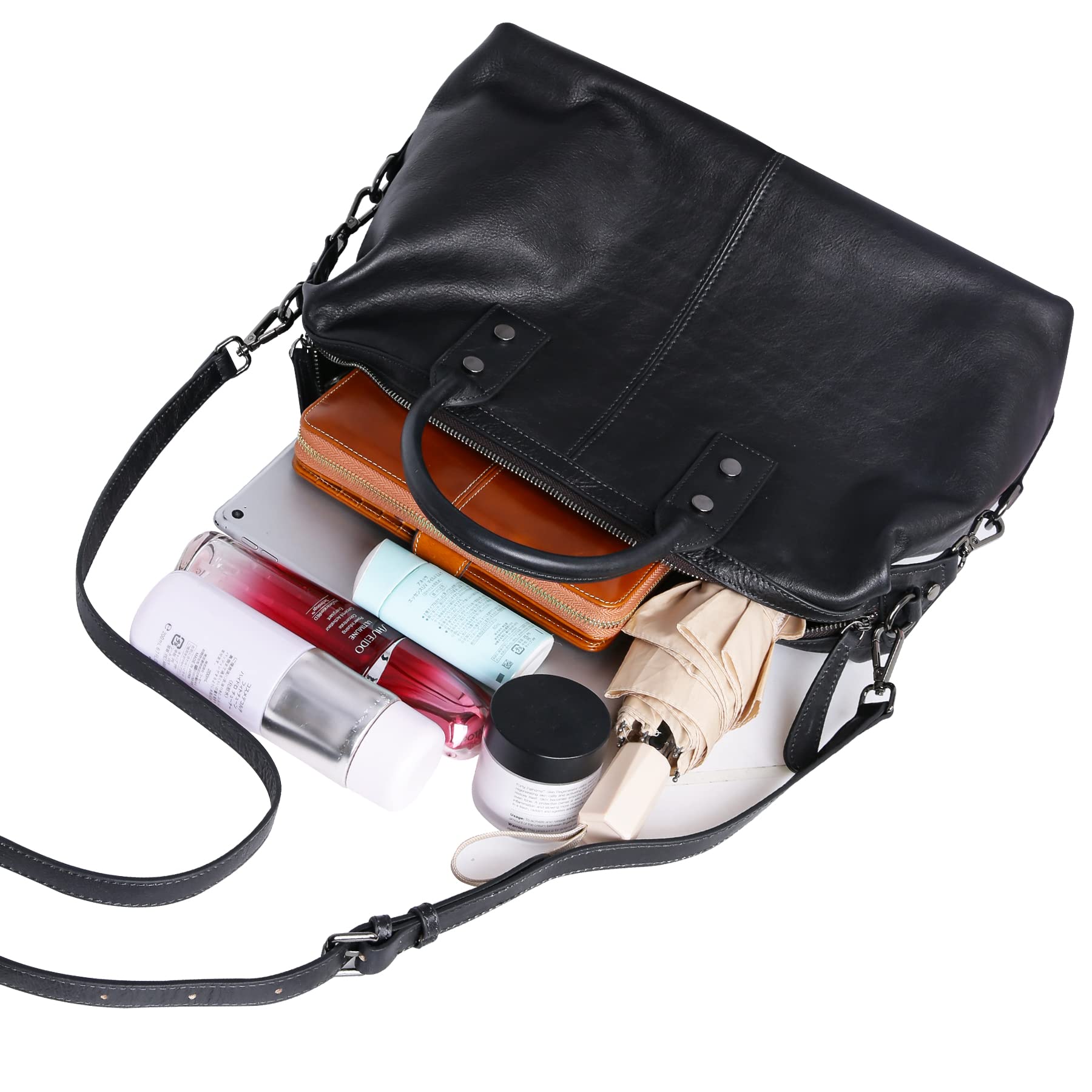 Genuine Leather Satchel Tote Bag for Women - Top Handle Designer Shoulder Bag with Large Capacity, Crossbody Purse for Work, Travel & Everyday Use