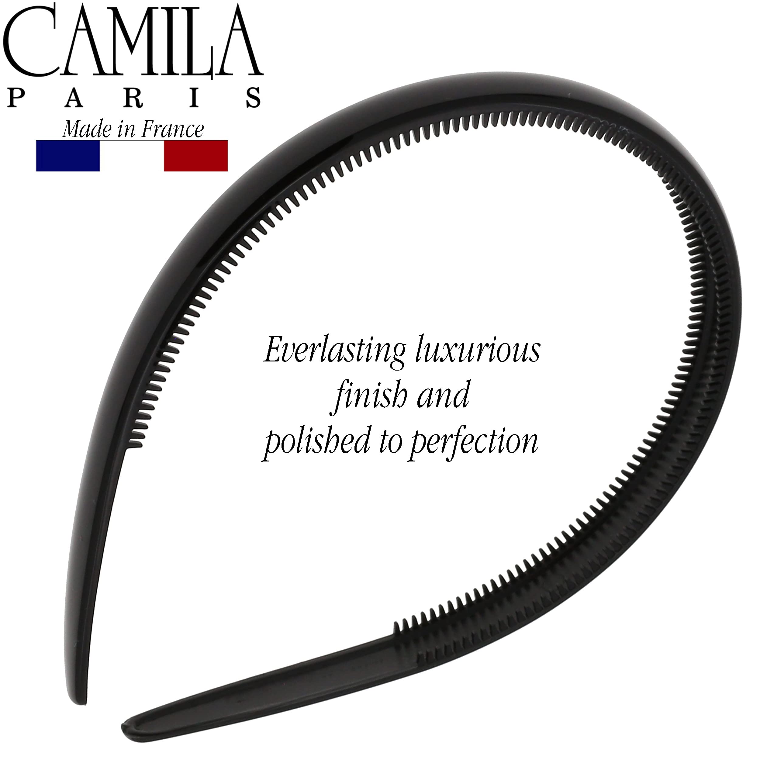 Camila Paris CP3011 French Fashion Headband for Women - Flexible Hairband with Teeth for Strong Hold | No Slip Durable Hair Accessory | Made in France with Cellulose | Perfect for Workouts, Office & Everyday Styling