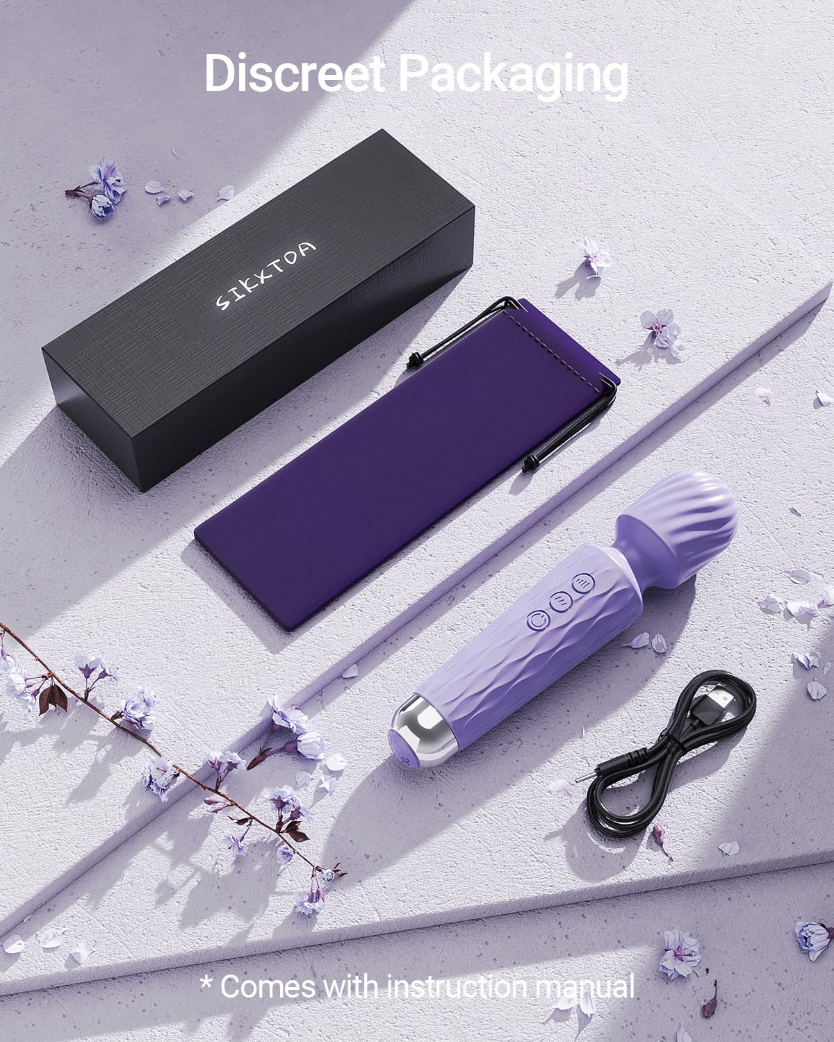Powerful Waterproof Vibrator Wand - 8 Speeds & 20 Patterns G-Spot & Clit Stimulator for Women - Adult Sex Toy for Couples Play, Solo Pleasure & Sensual Massage (Light Purple)