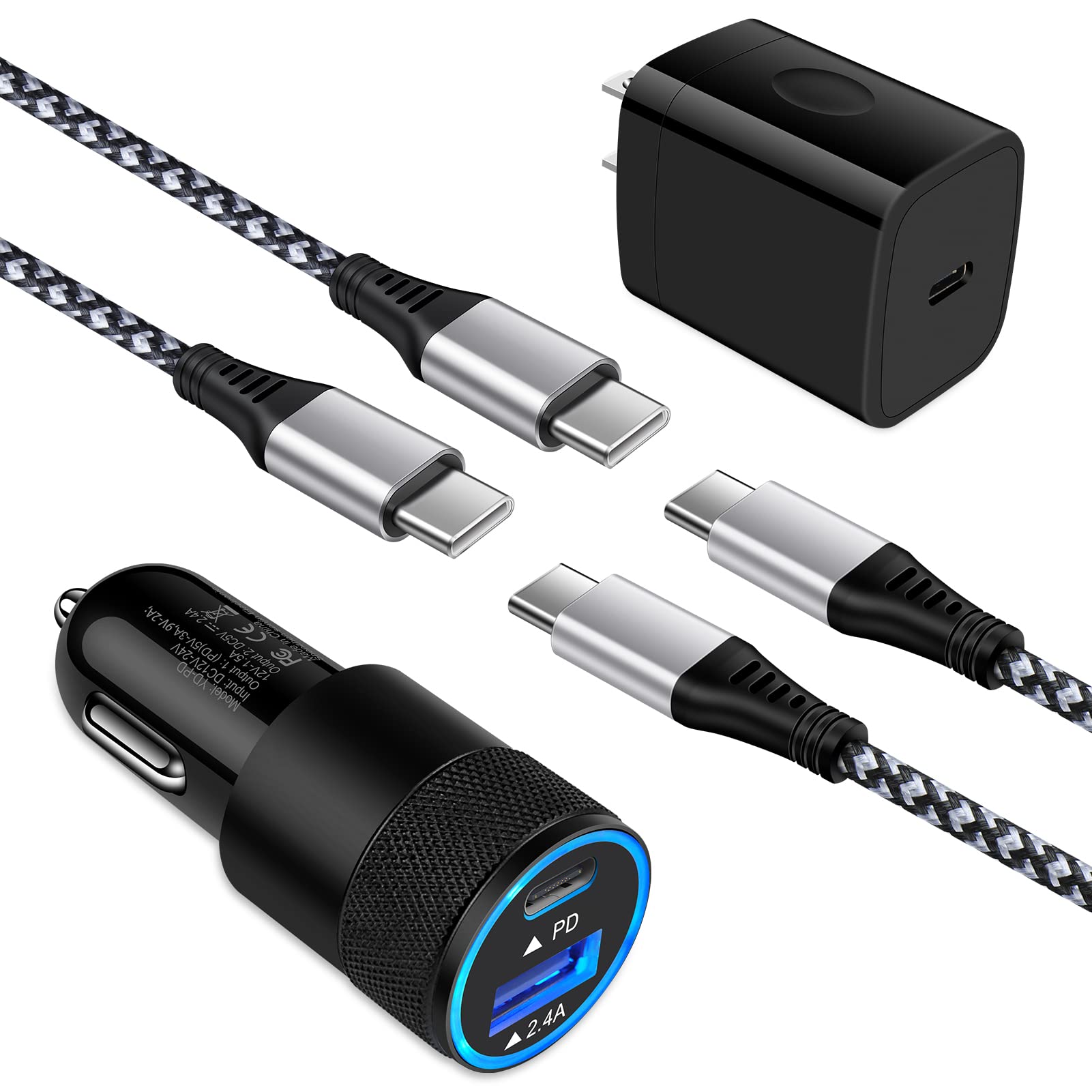 Super Fast USB C Charger 30W for Samsung Galaxy S22 Ultra/S21 FE/S20/A Series, iPad, Pixel 6 - Type C Car Charger with USB C to C Cable - Fast Charging Block for Home, Office & Travel