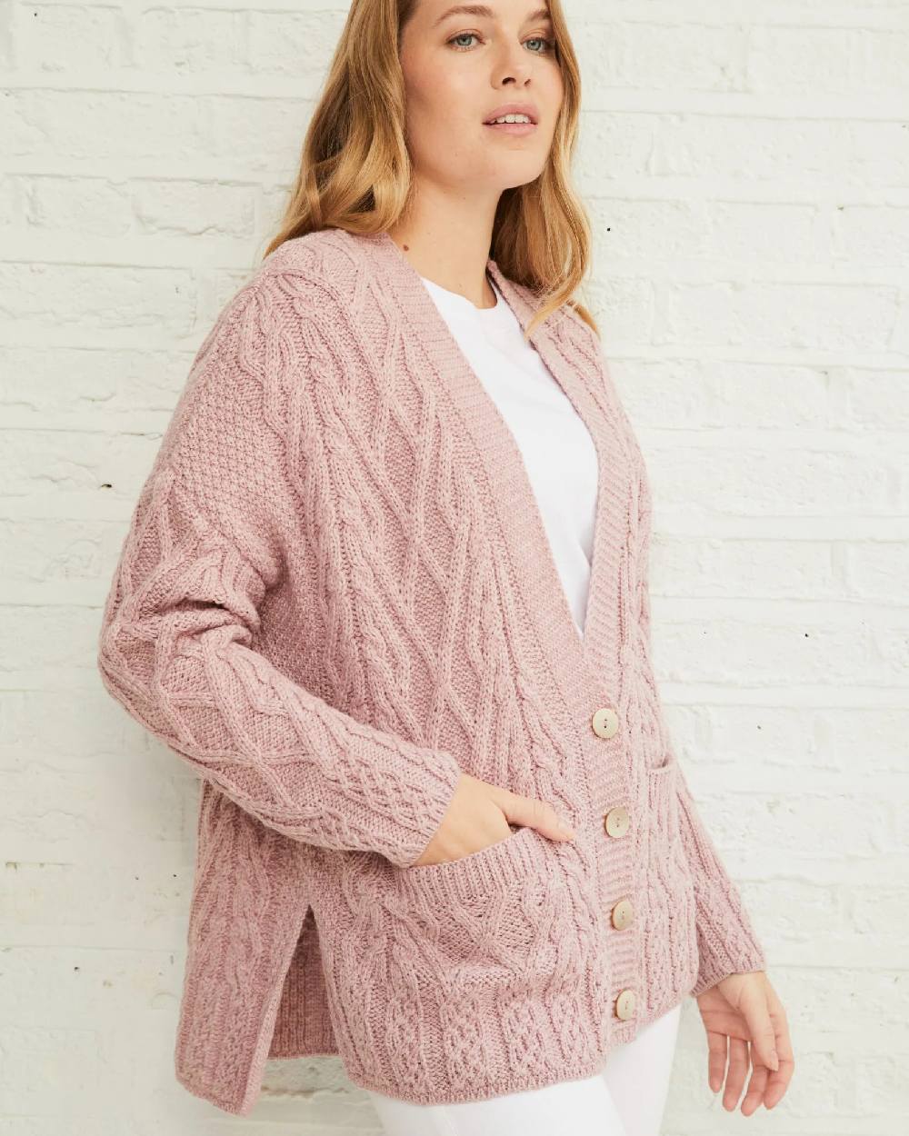 Aran Valentia Trellis Women's Knit Cardigan Sweater - Cozy Winter Pullover for Casual Outfits & Office Wear