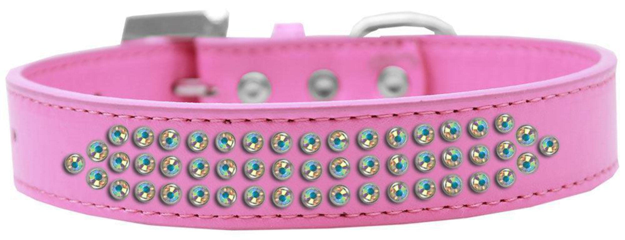 Lavender Dog Collar with Three Row Aurora Borealis Crystals - Stylish Pet Fashion Accessory for Small, Medium & Large Dogs - Perfect for Daily Walks, Special Occasions & Photo Shoots