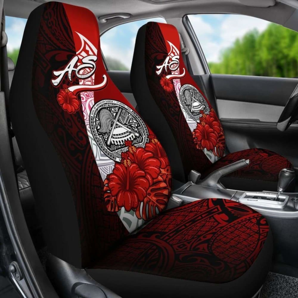 Premium American Samoa Polynesian Car Seat Covers with Coat of Arms & Hibiscus Design - 232125 | Durable Protection for Cars, Trucks & SUVs | Perfect for Tropical-Themed Vehicles & Cultural Enthusiasts