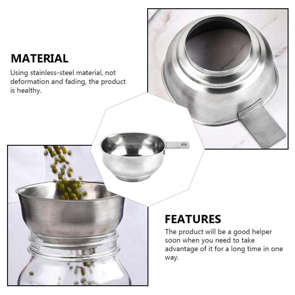 Jojofuny Stainless Steel Wide Mouth Canning Funnel with Handle - Heavy Duty Metal Kitchen Funnel for Jams, Liquids & Ingredients | Perfect for Home Canning, Preserving & Cooking