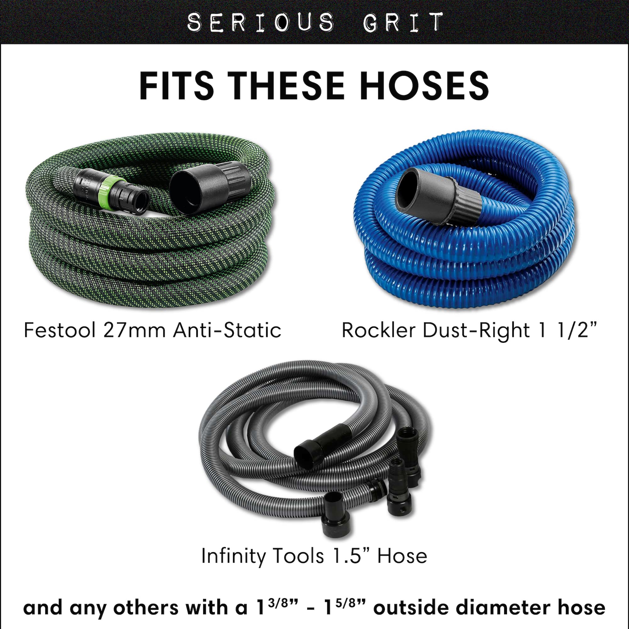 Quick Connect Vacuum Hose Clips for Sanding - 12 Pack 1.5