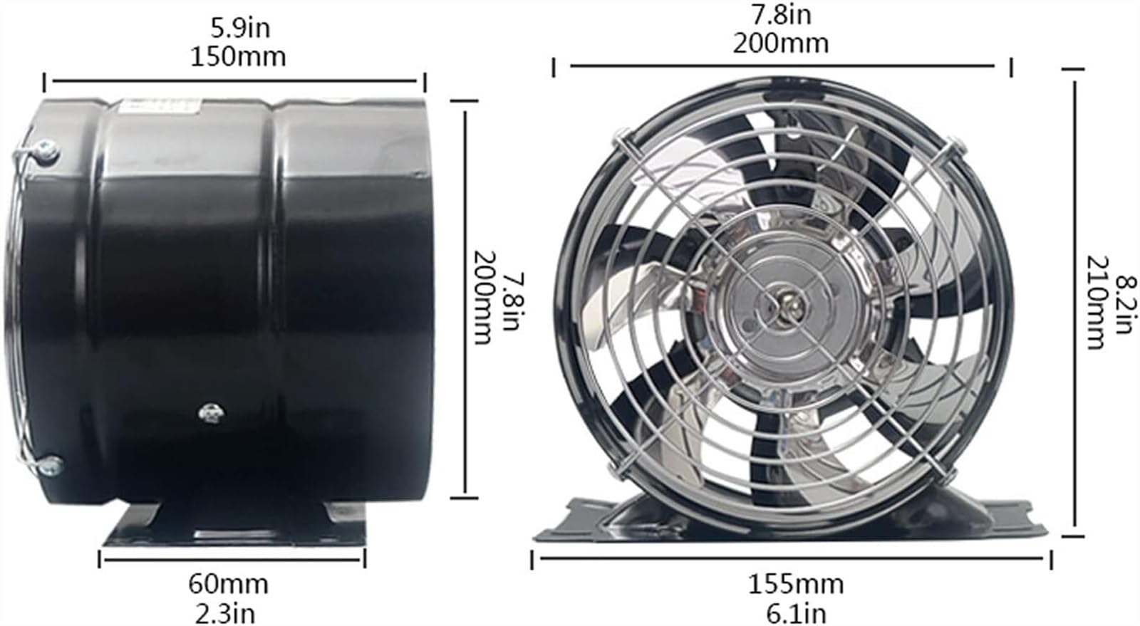 FAiruo Portable Vertical Exhaust Fan - Small Duct Kitchen Desk Fan with Base & Mesh Cover - No Drilling Required for Easy Installation - Perfect for Home, Office, and Commercial Use