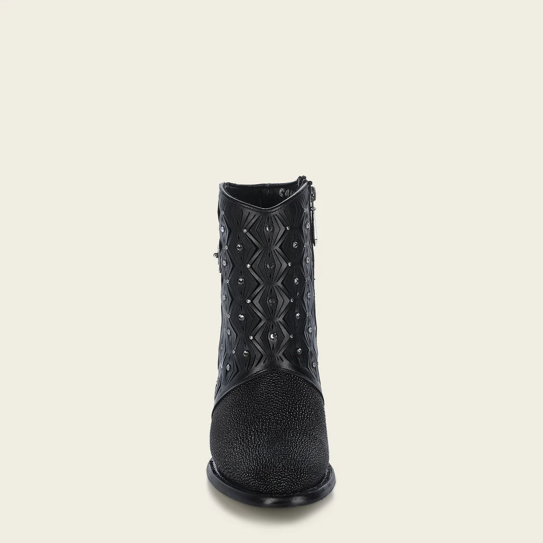 Women's Cuadra Black Western Cowgirl Stingray Leather Ankle Boots - 4V15MA Style for Country Dancing & Rodeo Events