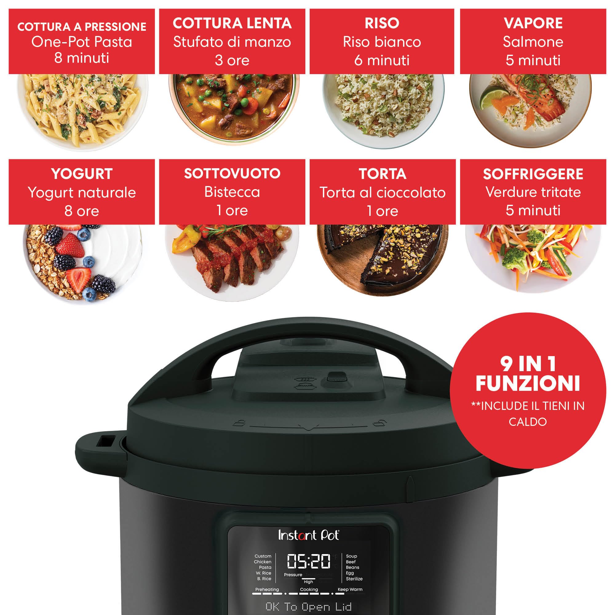Instant Pot Duo Plus 9-in-1 Electric Pressure Cooker, Slow Cooker & Steamer with Whisper Quiet Technology - Perfect for Family Meals, Meal Prep & Healthy Cooking
