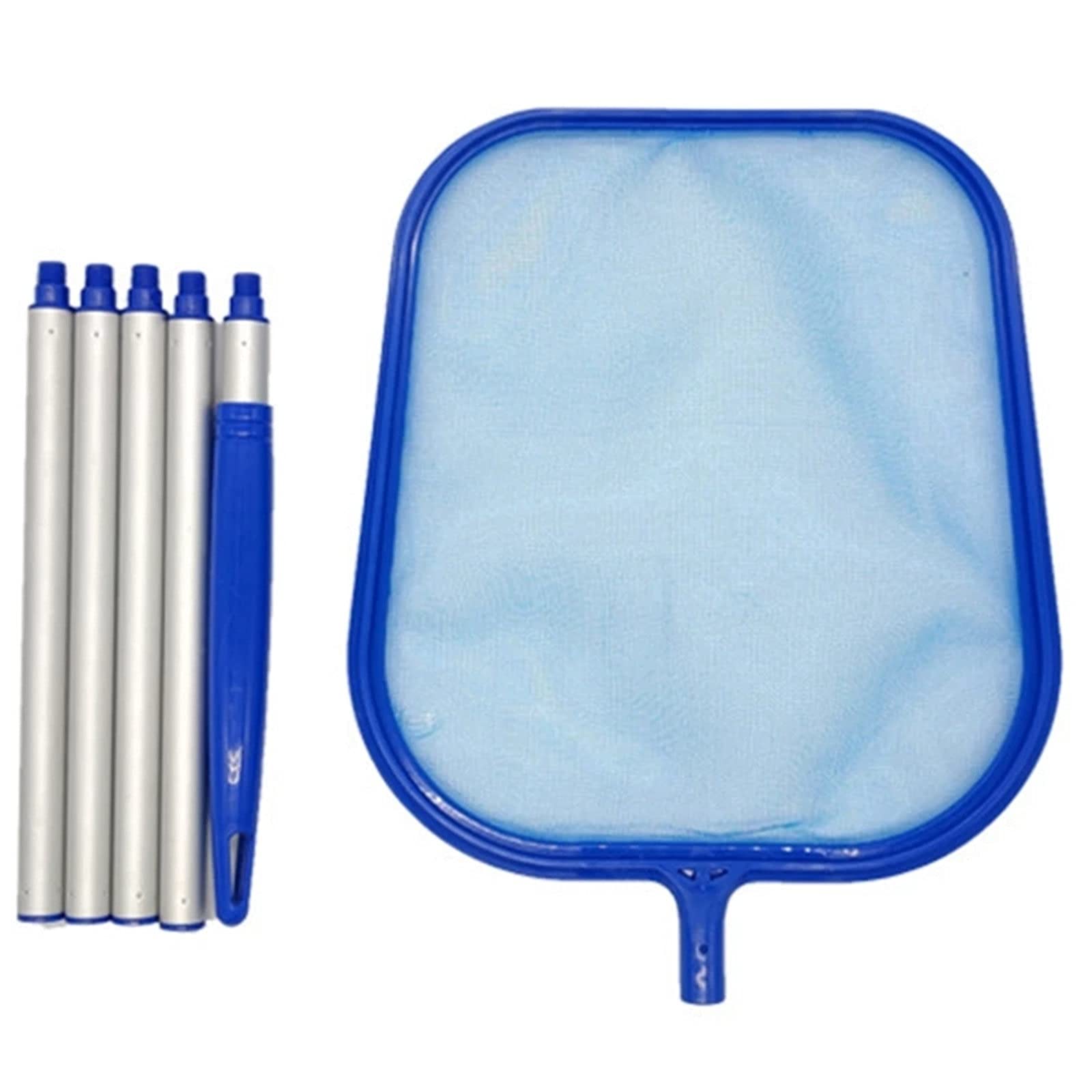 HERIOY Telescopic Pool Leaf Skimmer Net - 27.5x35.1cm Blue Pool Cleaning Tool with Adjustable Aluminum Pole for In-Ground & Above Ground Pools - Perfect for Removing Leaves, Debris & Insects from Swimming Pools