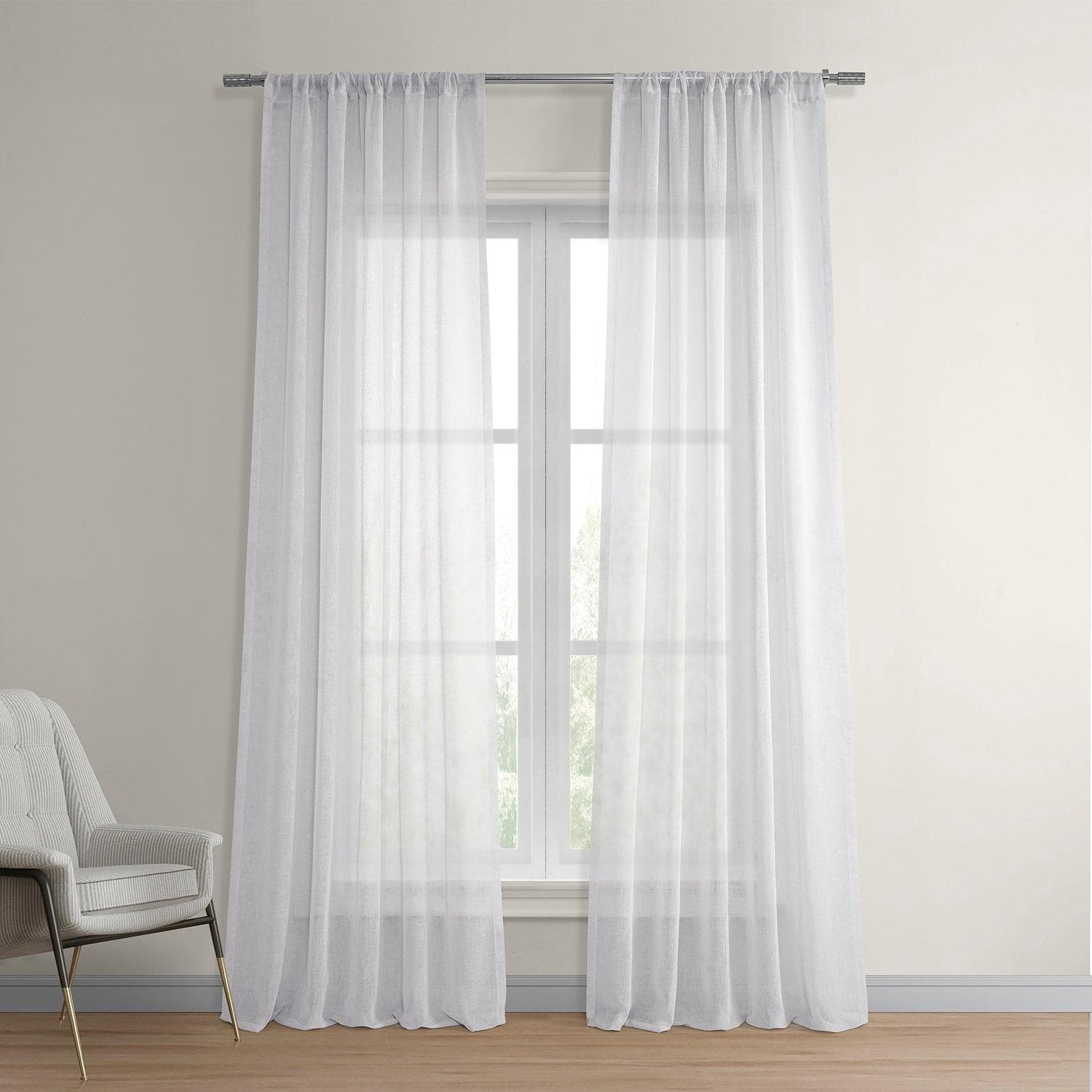 Cirro Off White Linen Sheer Curtains - Set of 2 Panels, Light Filtering Window Drapes for Living Room & Bedroom, Soft Textured Semi-Transparent Linen-Look Curtains for Home Decor