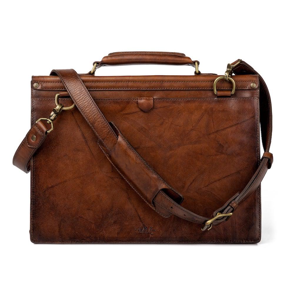 Premium Benjamin Leather Briefcase for Business Professionals - Genuine Leather Laptop Bag with Multiple Compartments - Perfect for Office, Travel & Executive Meetings