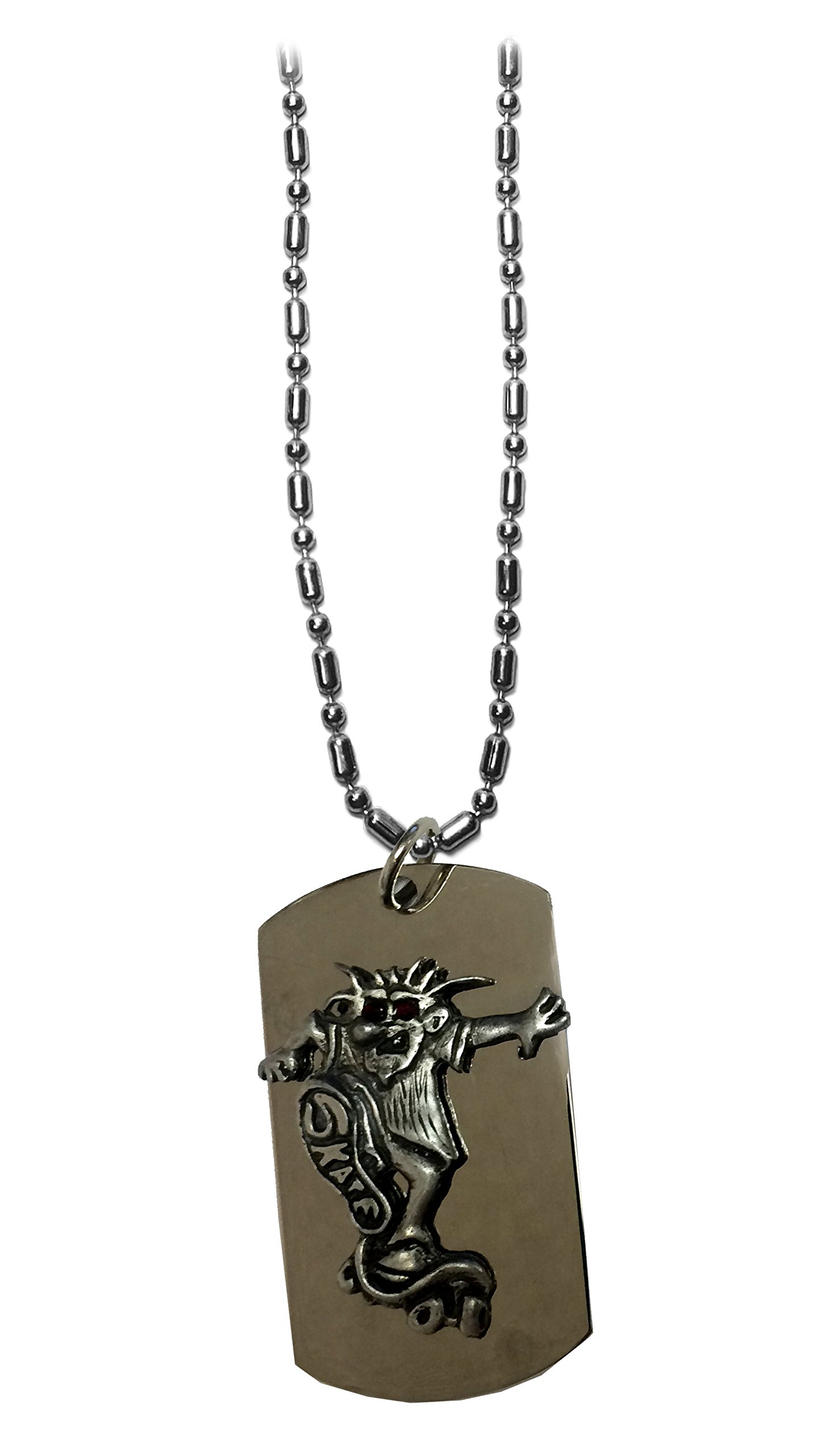 Shark Skate Dude Pewter Emblem Hat - Military Style Dog Tag, Luggage Tag & Keychain Necklace for Skateboarders, Travelers & Fashion Enthusiasts