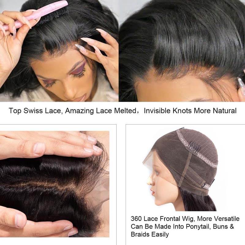 Eullair 360 Lace Frontal Wig - 100% Human Hair, Breathable & Versatile (12-30 Inch) - Perfect for Daily Wear, Cosplay, and Special Occasions