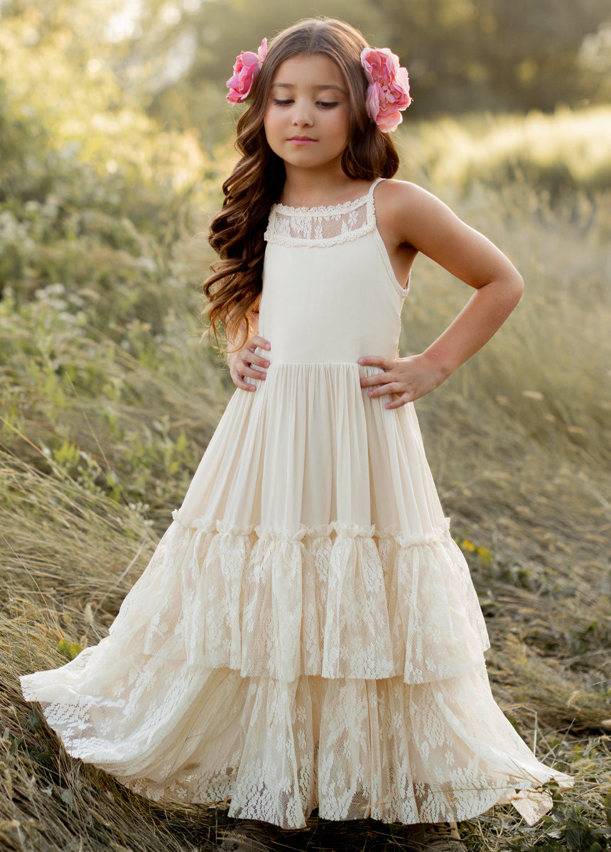 Catrin Dress in Cloud - Elegant Women's Flowy Maxi Dress for Summer, Beach, and Casual Outings | Perfect for Vacations, Date Nights, and Outdoor Events