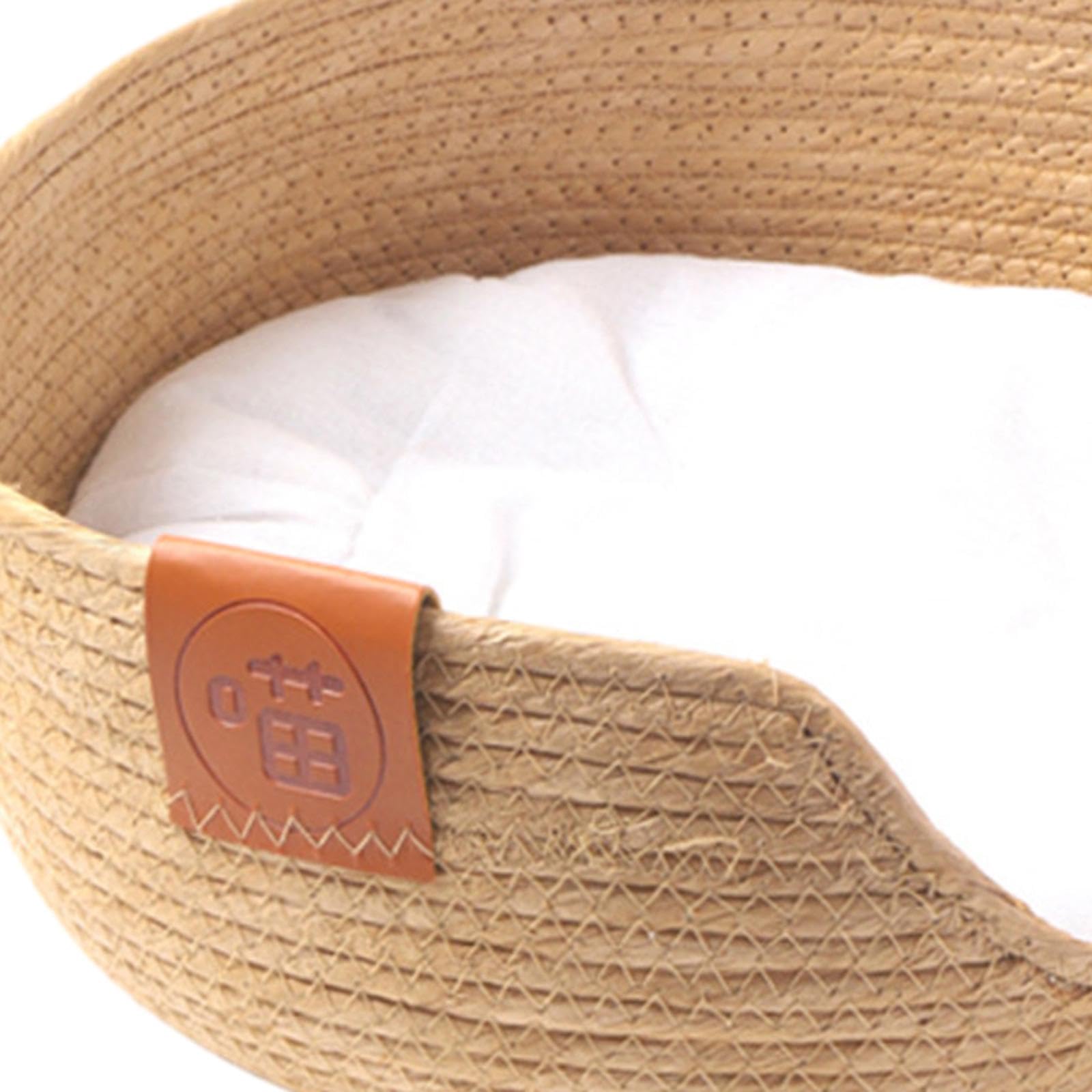 Cozy Straw Weave Pet Bed - Round Cat & Dog Bed with Removable Cushion for Kittens, Puppies & Rabbits | Perfect for Living Room, Bedroom & Pet Napping Areas