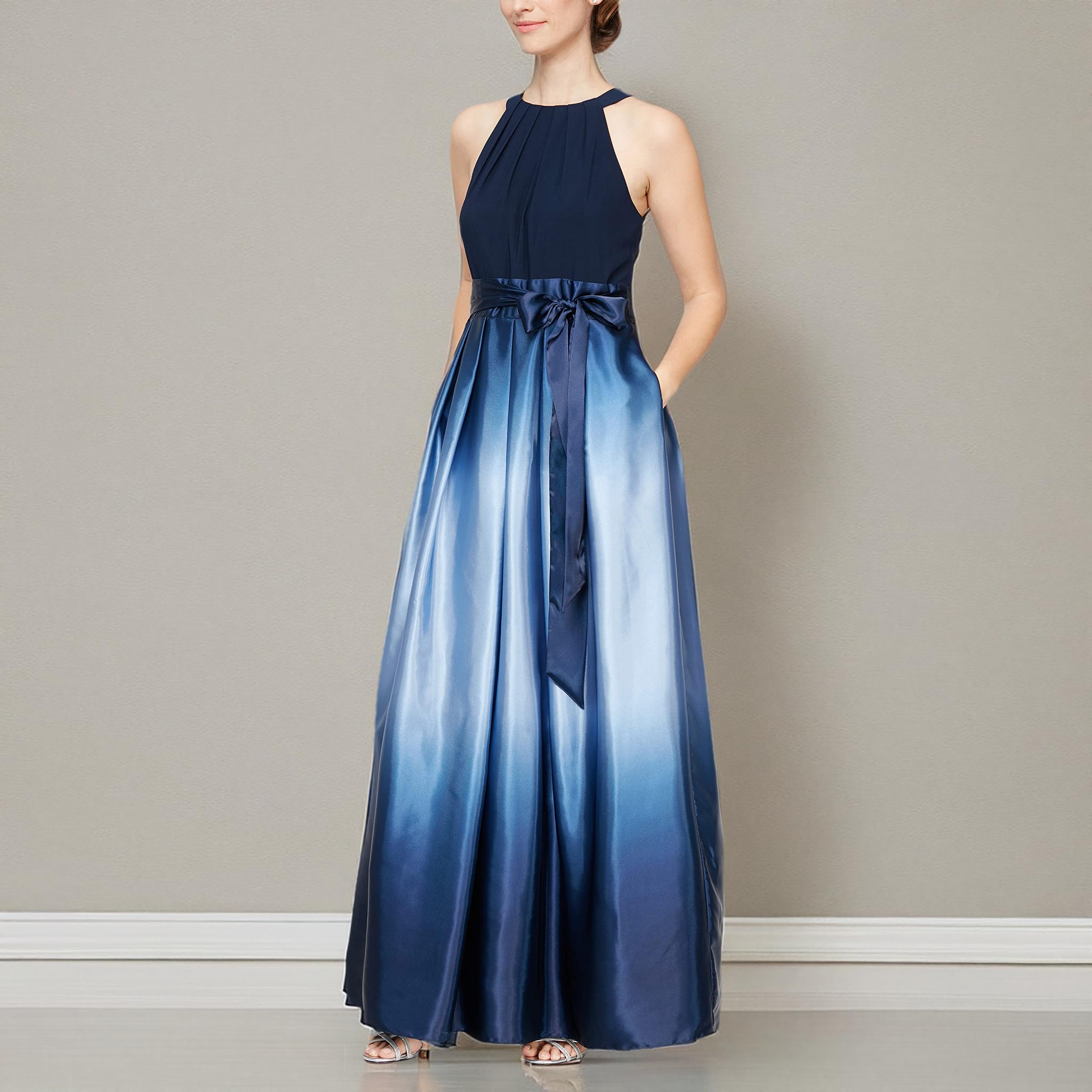 Elegant Satin Mother of The Bride Dress with Pockets - Women's Formal Party Gown for Weddings & Special Occasions (Petite & Regular Sizes) | S.L. Fashions