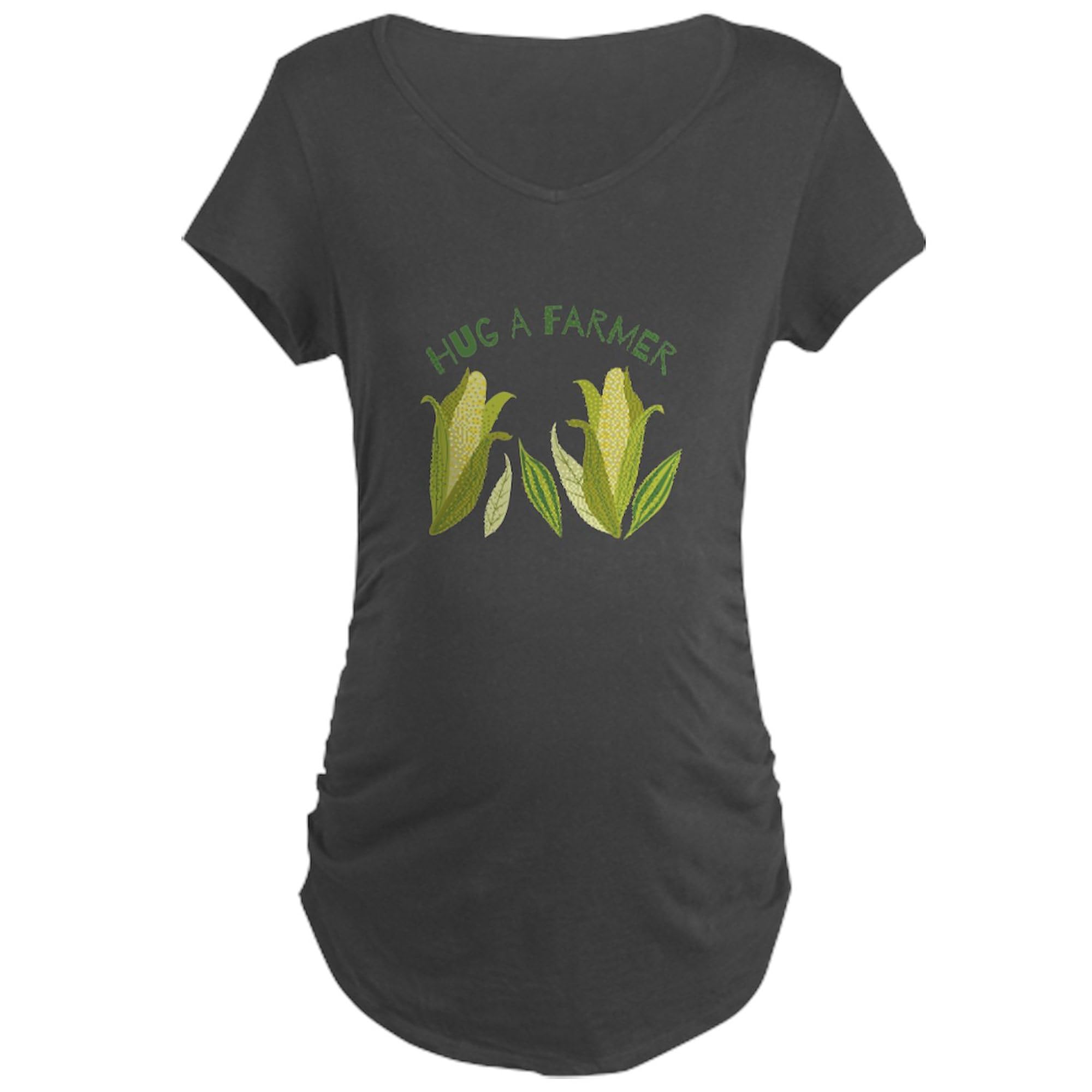 Hug A Farmer Maternity T-Shirt for Women - Comfortable Ruched Side Design for Pregnancy - Perfect for Farm Visits, Baby Showers & Casual Wear