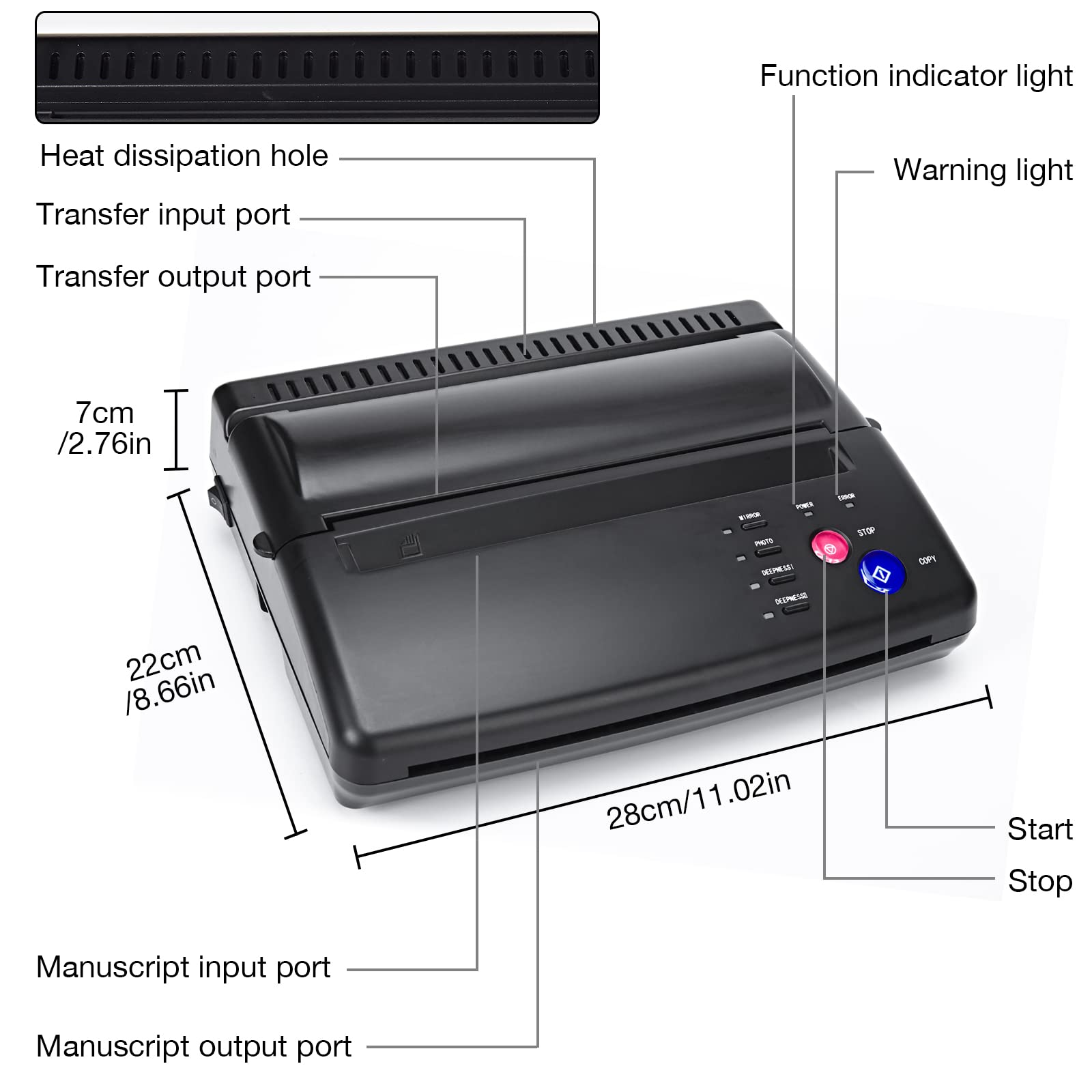 Professional Goyappin Tattoo Printer Machine Kit - 20 Pcs Tattoo Transfer Paper, Thermal Stencil Copier for Permanent & Temporary Tattoos - Perfect for Tattoo Artists, Studios & DIY Tattoo Enthusiasts