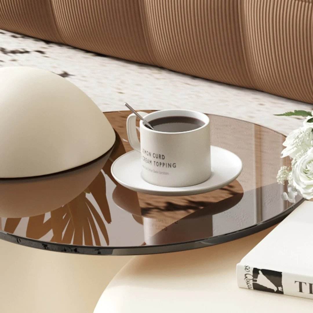 Modern Nala Nesting Coffee Table Set - 2-Tier Oval Side Table for Living Room, Bedroom, or Office - Space-Saving Furniture with Stylish Design for Small Spaces