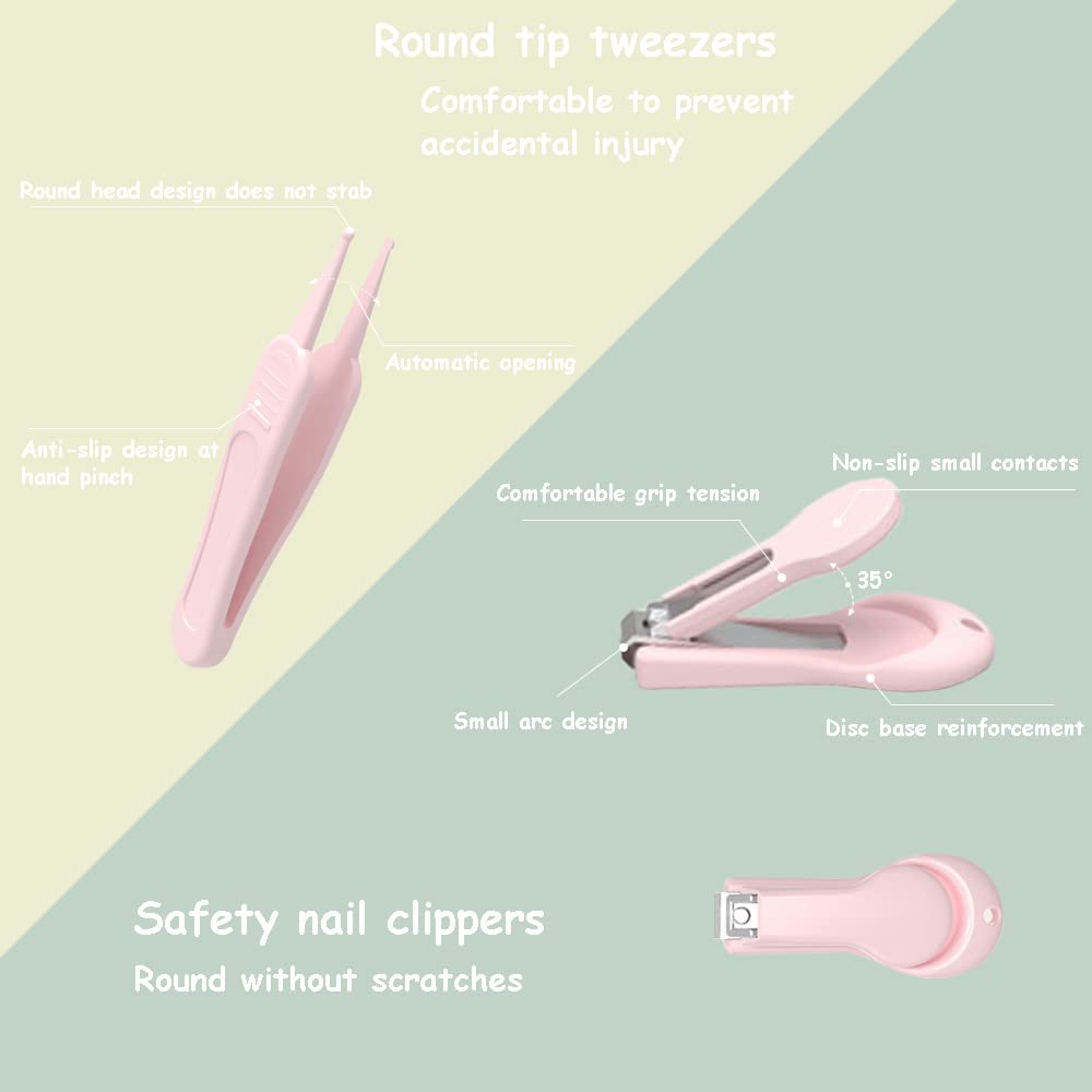 DZOZO Baby Nail Clipper Kit - 4-in-1 Baby Manicure & Pedicure Set with Nail Clippers, Scissors, File & Tweezers - Safe Infant Nail Care Grooming Tools for Newborns & Toddlers - Perfect for Home, Travel & Diaper Bag Essentials
