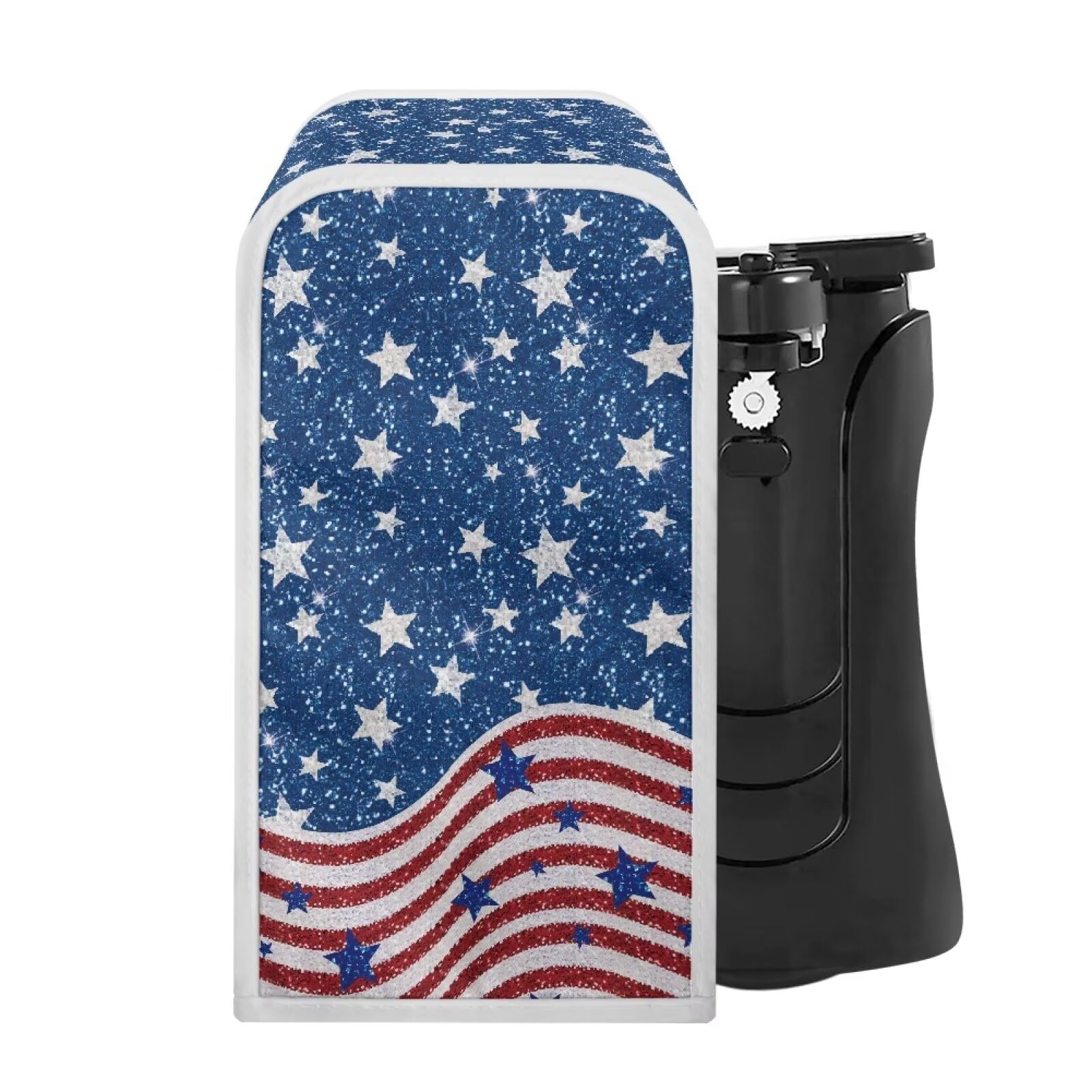 American Flag Print Electric Can Opener Cover - Stain & Dust Protection for Most Automatic Can Openers (5.7×5.7×10 inches) - Perfect for Kitchen, RV, Camping & Emergency Prep
