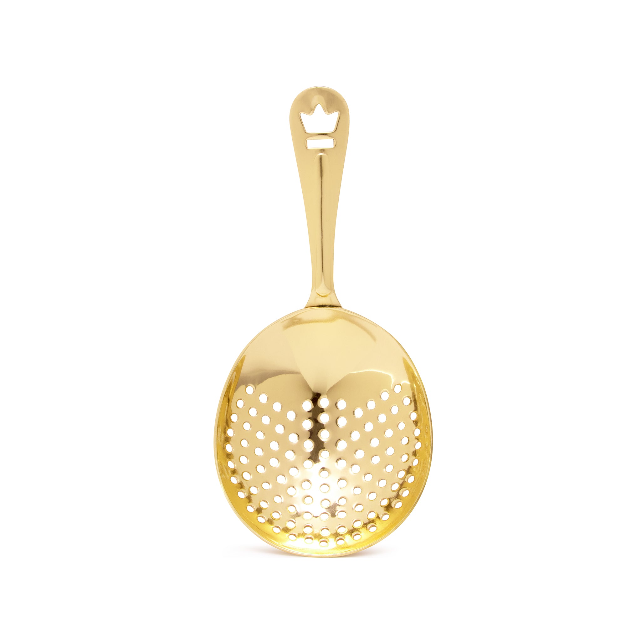 Premium Gold-Plated Julep Strainer - Elegant Cocktail & Mint Julep Accessory for Home Bars & Mixology Enthusiasts