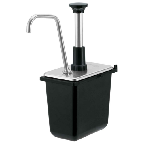 1 Oz Stainless Steel Condiment Pump with Lid - Fits 1/9 Size Containers | Perfect for Restaurants, Catering & Home Kitchen Use
