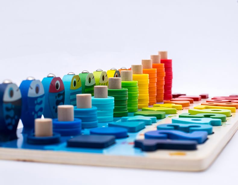 Montessori Wooden Number Puzzle for Toddlers - Shape Sorting & Counting Learning Toys | Preschool Math Games, Magnetic Fishing Activity | Educational Toys for Kids Ages 2-4 | Perfect for Classroom, Homeschool & Early Childhood Development