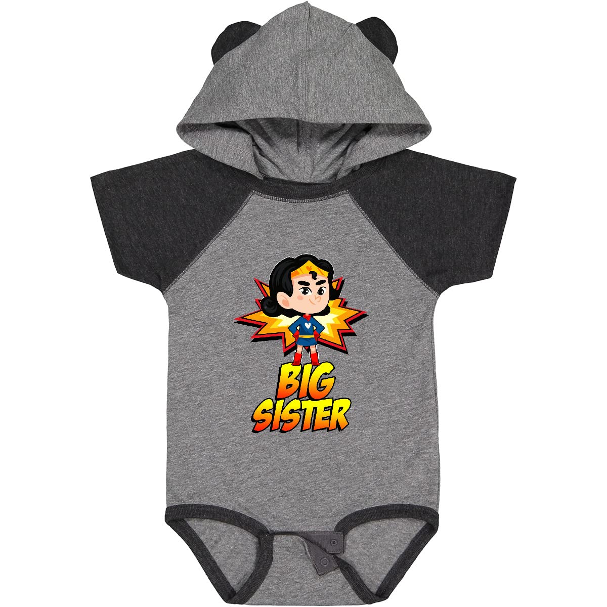 Inktastic Big Sister Superhero Baby Bodysuit - Cute Cotton Onesie for Newborn & Infant - Perfect Sibling Gift for Baby Showers & Birthdays