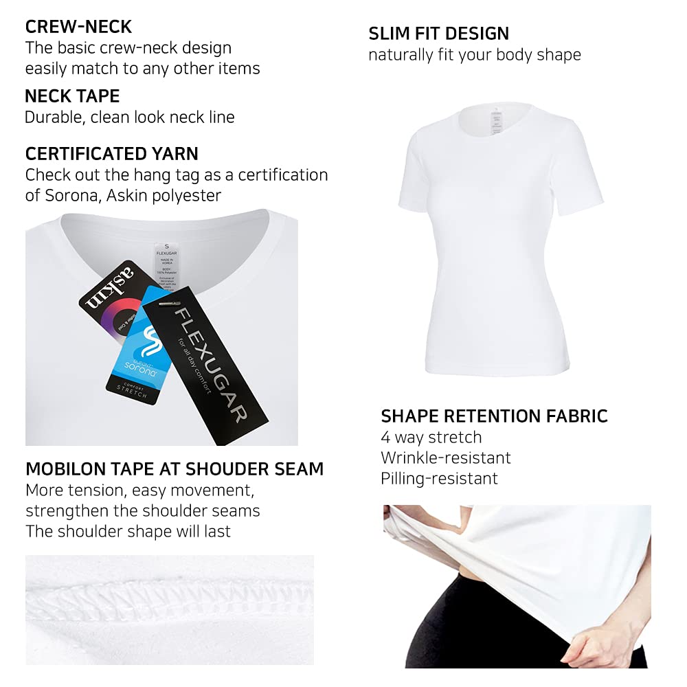 Women's Basic Crew Neck Short Sleeve T-Shirts - Soft, Breathable & Quick-Dry White Tees for Everyday Wear, Workouts & Casual Outfits
