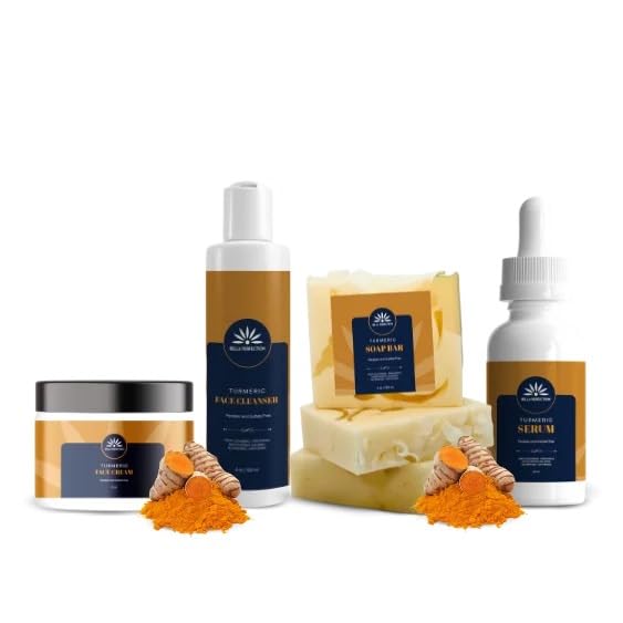 Ultimate Glow Turmeric Skincare Kit - 5 Piece Set with Cleanser, Toner, Serum, Face Cream & Bar Soap | Brightening & Anti-Aging Routine for Glowing Skin | Perfect for Daily Skincare & Self-Care