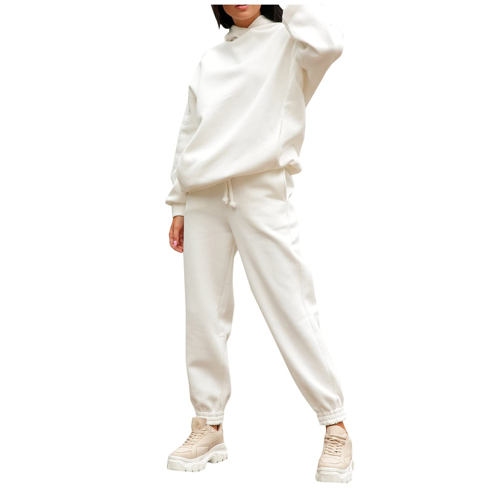 Women's 2-Piece Jogger Set - Long Sleeve Hoodie & Oversized Sweatpants Matching Tracksuit for Teen Girls | Casual Loungewear, Workout & Streetwear Outfit