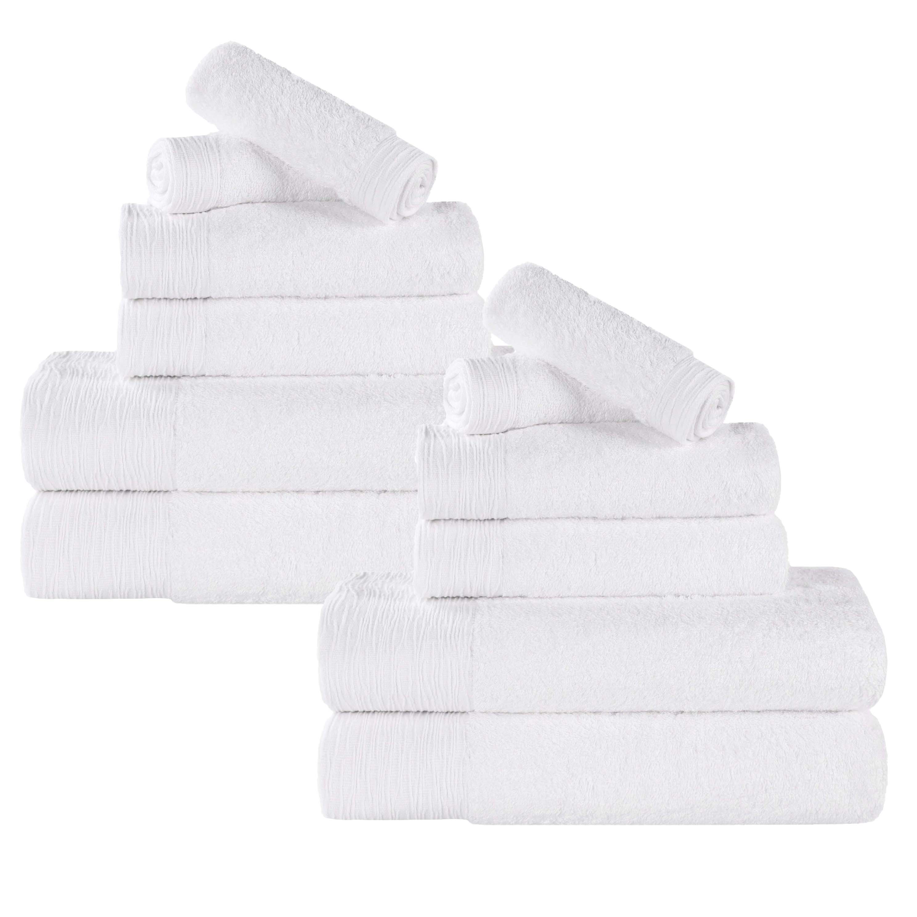 12-Piece Rayon Bamboo Towel Set - Eco-Friendly, Fluffy & Soft Bath Towels for Spa, Gym & Home Use