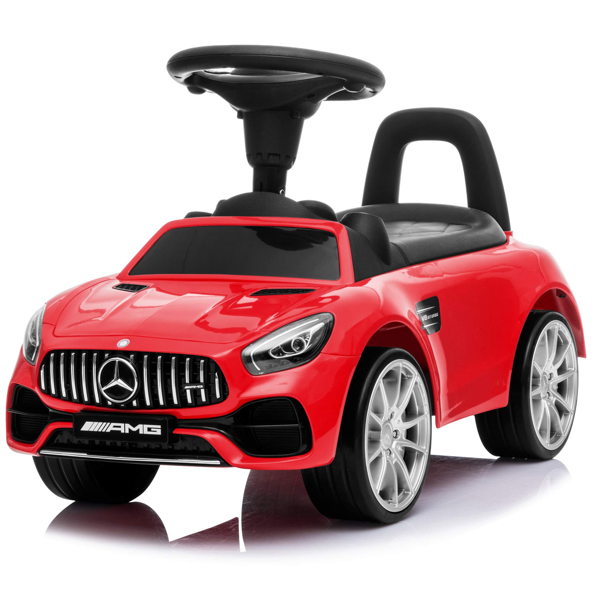 Mercedes AMG GT Licensed Kids Push and Ride Racer Toy Car with Horn, Engine Sounds & Under Seat Storage - Foot-to-Floor Sliding Push Cart for Toddlers (Red) - Perfect for Indoor Play, Outdoor Adventures & Birthday Gifts