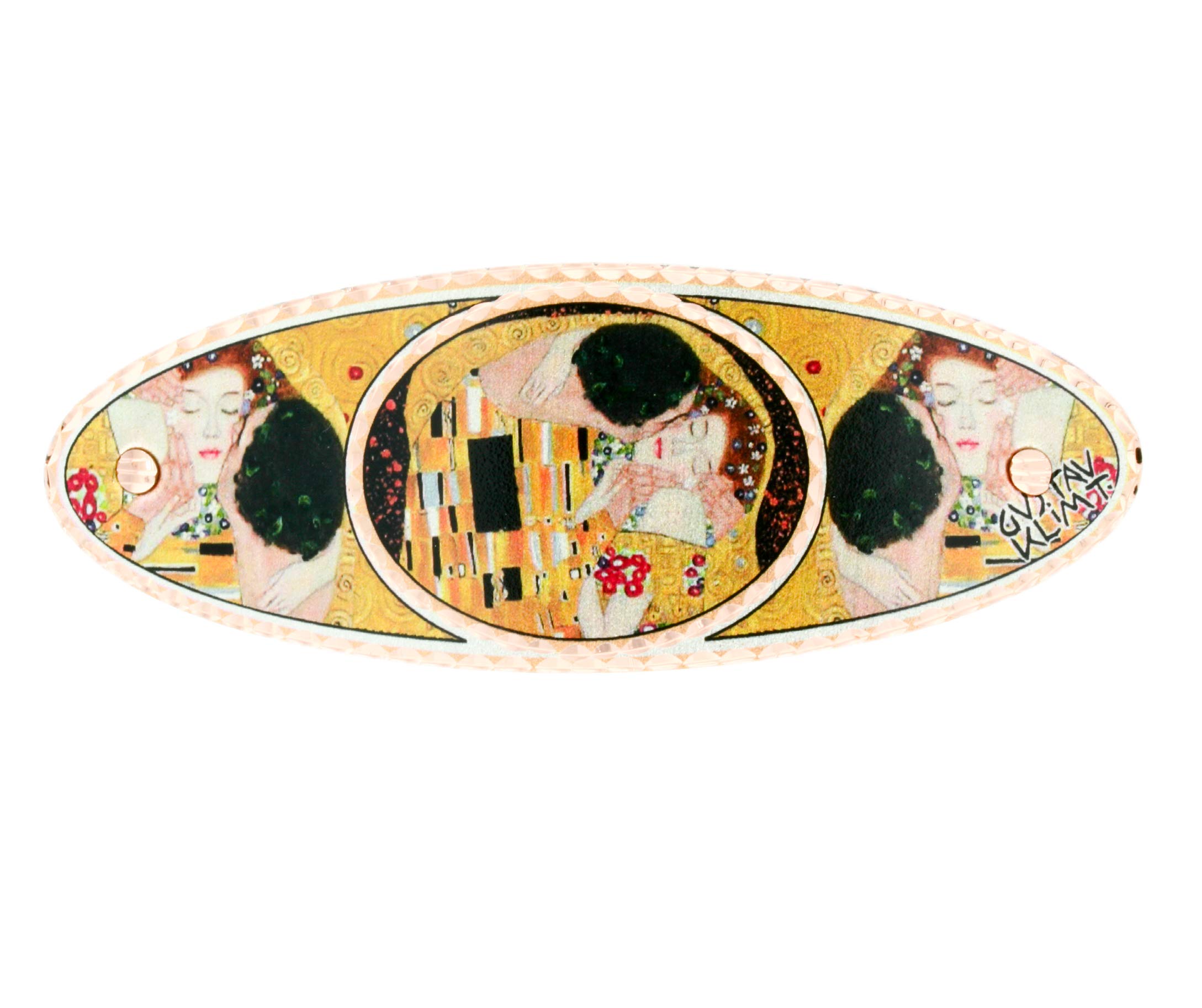 Gustav Klimt The Kiss Inspired Hair Clips - Handmade Copper French Barrette Clips, Oval Hair Accessories for Women | Perfect for Weddings, Parties & Vintage Style