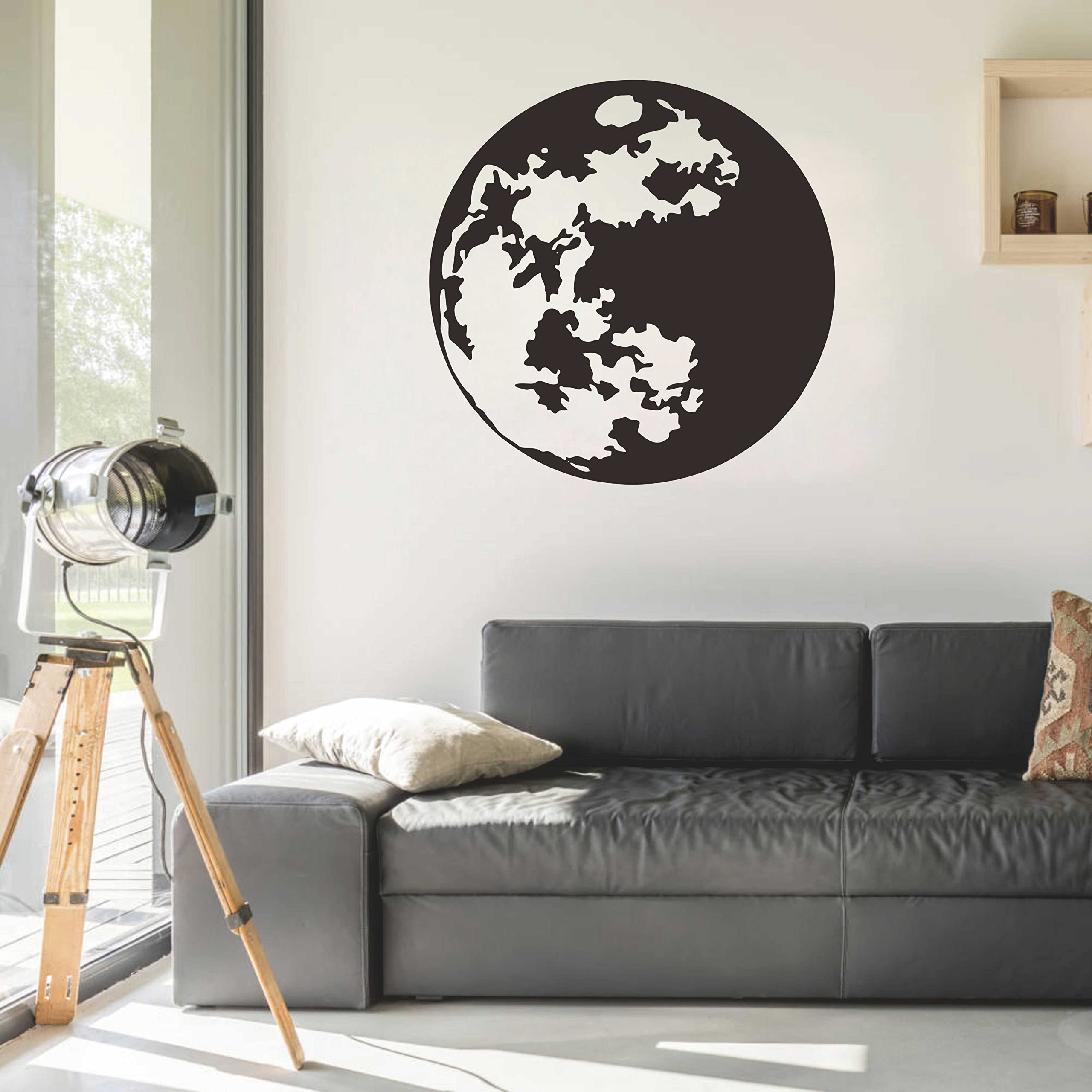 ZzMY Full Moon Wall Decal - Space Themed Vinyl Stickers for Bedroom, Nursery & Kids Room - Celestial Moon Decor in Black - Perfect for Space Theme Parties & Baby Shower Decorations