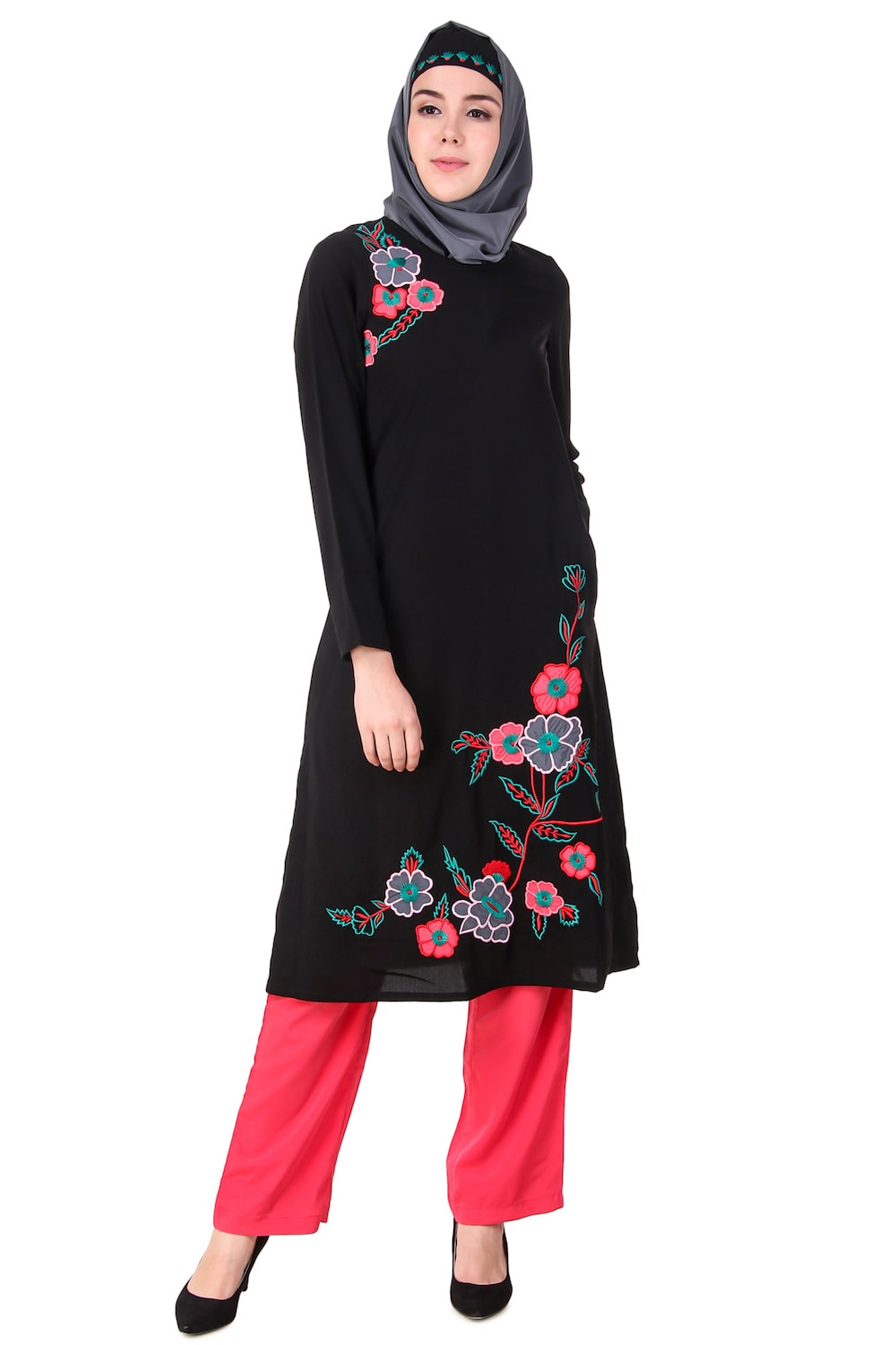 Floral Patchwork A-Line Salwar Kameez - Elegant Indian Traditional Dress for Women - Perfect for Weddings, Festivals & Special Occasions
