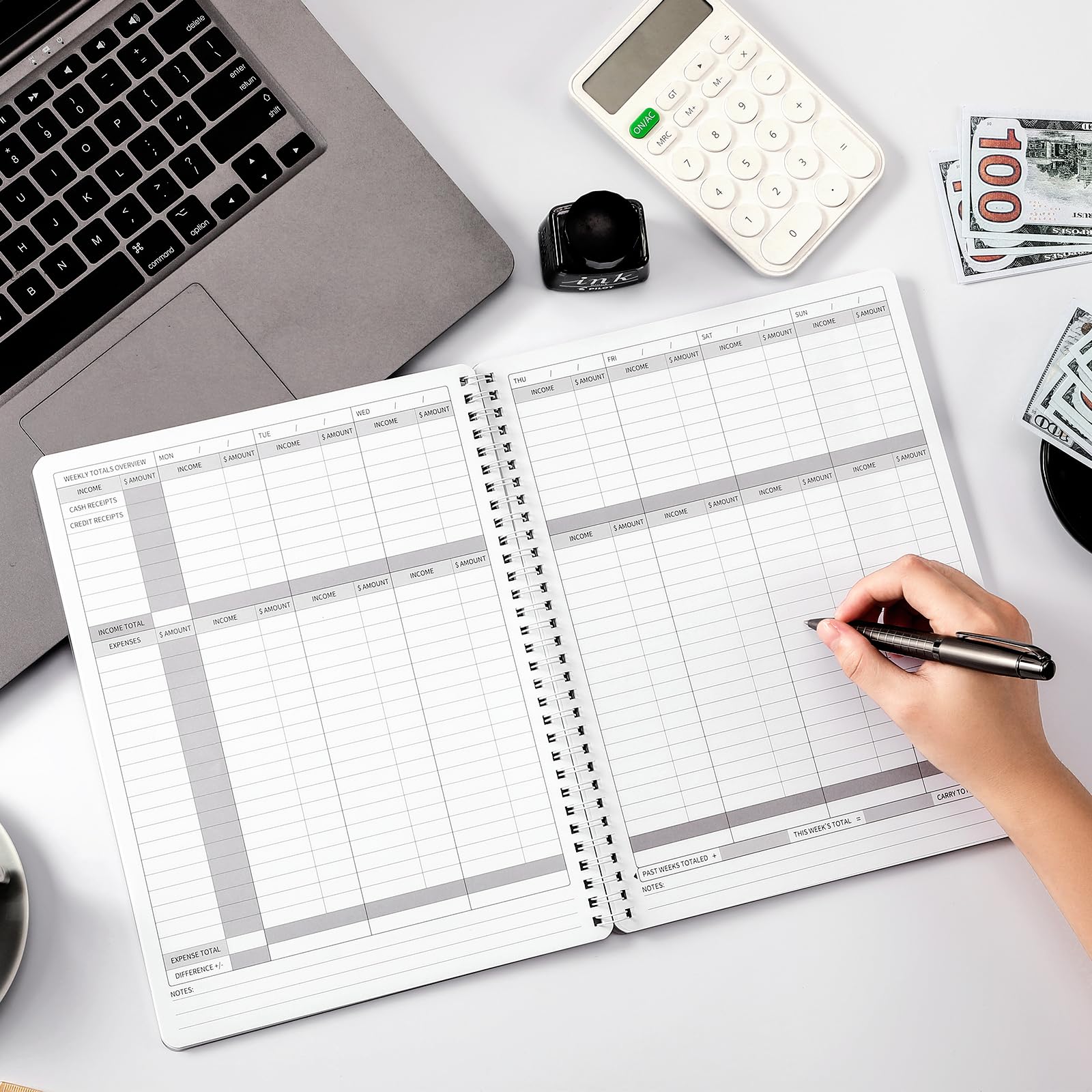 Income and Expense Log Book - Small Business Accounting Ledger with Durable Polypropylene Cover, 8.5