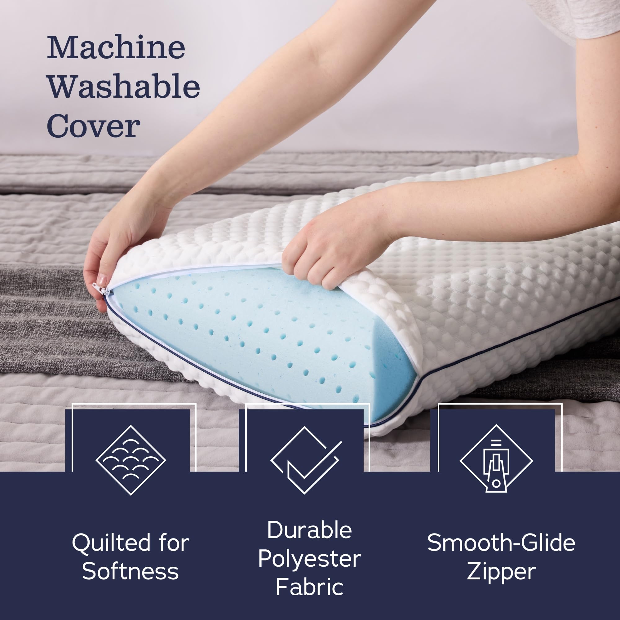 WEEKENDER Gel Memory Foam Pillow - Queen Size 2-Pack - Medium Plush Feel for Neck & Shoulder Support - Ideal for Back, Side & Stomach Sleepers - Perfect for Home, Hotel & Hospital Use - Great for Travel, Office Naps & Post-Surgery Recovery