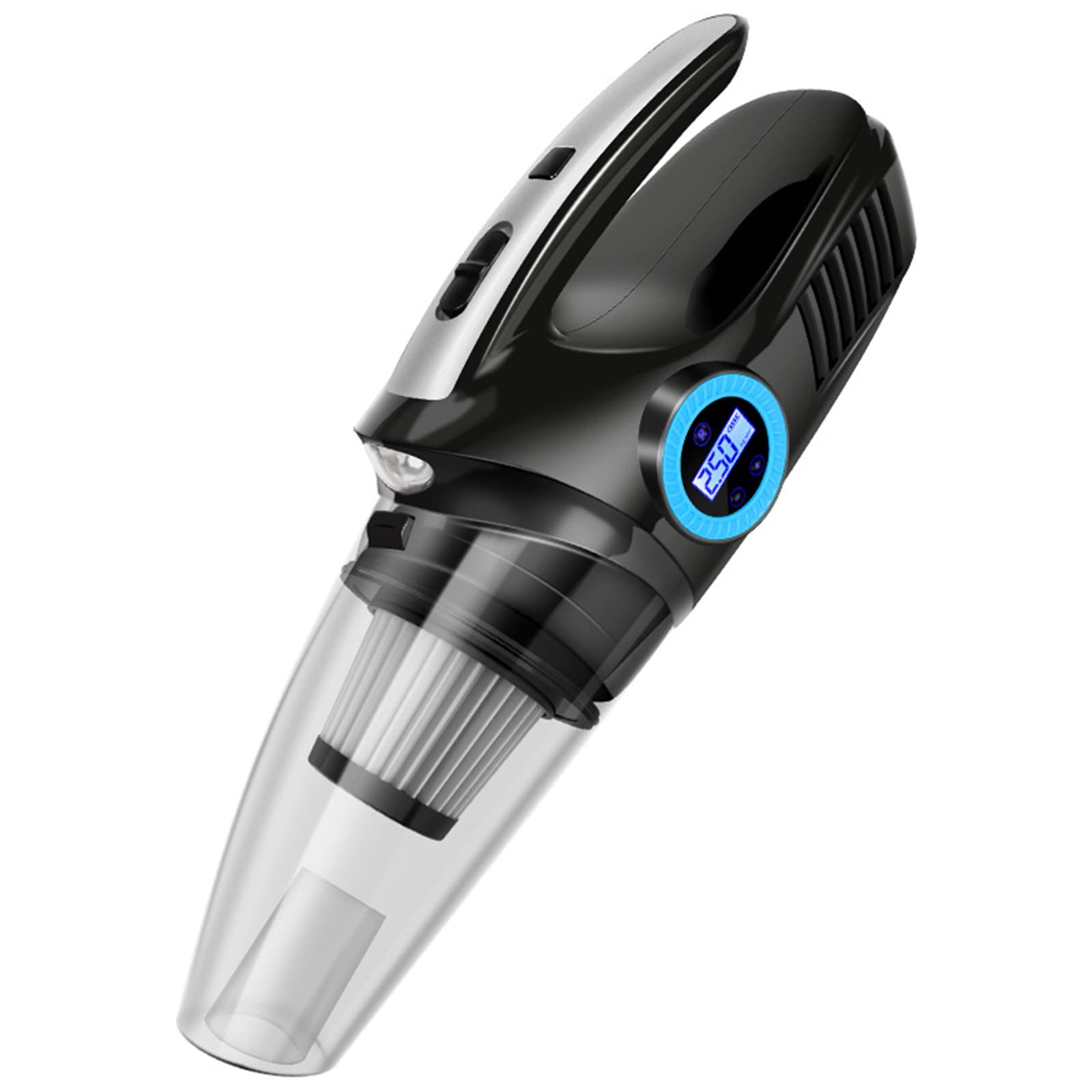 12V Portable Car Vacuum Cleaner & Tire Inflator - 4-in-1 Handheld Auto Air Compressor with LED Light and Auto Shut Off | Perfect for Car Interior Cleaning, Emergency Tire Inflation, and Road Trip Essentials