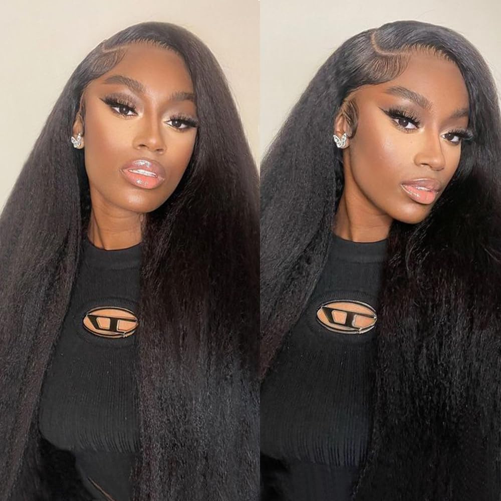 Kinky Straight Human Hair Bundles 20 22 24 Inch - 100% Unprocessed Brazilian Virgin Hair 12A Grade - Yaki Straight 3 Bundles Deal Natural Black Color for Weaving, Extensions & Styling