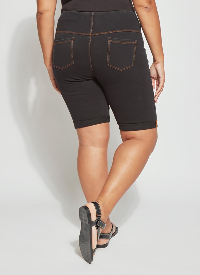 Lyssé Plus Size Boyfriend Jean Shorts for Women - Stretchy Denim Shorts with 4-Way Comfort Fit (Midtown Black, 1X) | Casual Summer Outfits & Beach Wear
